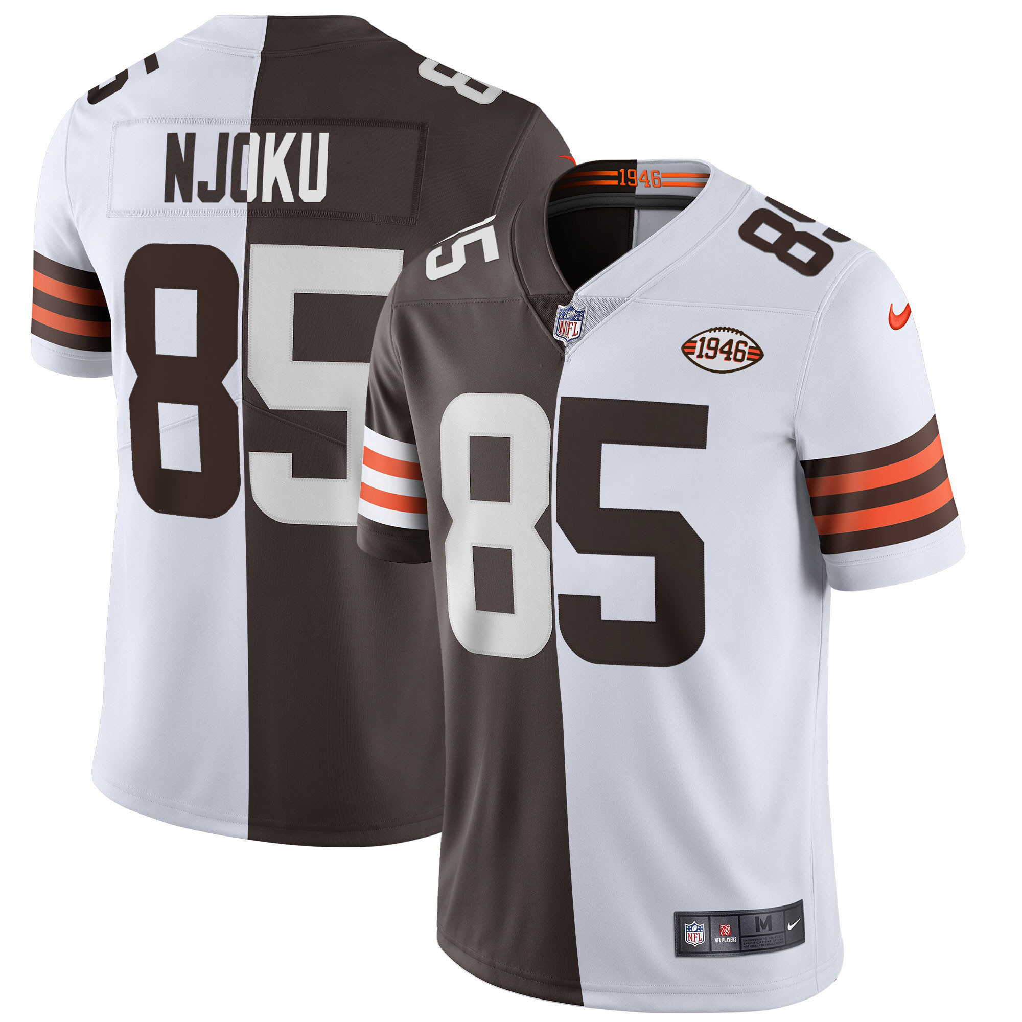David Njoku Men's Cleveland Browns Gold & Split Vapor Limited Jersey - All Stitched