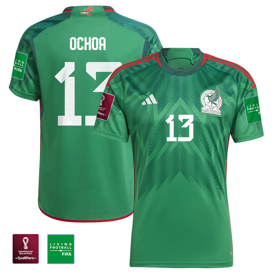 David Ochoa 13 Mexico National Team FIFA World Cup Qatar 2022 Home Men Soccer Jersey With Patch