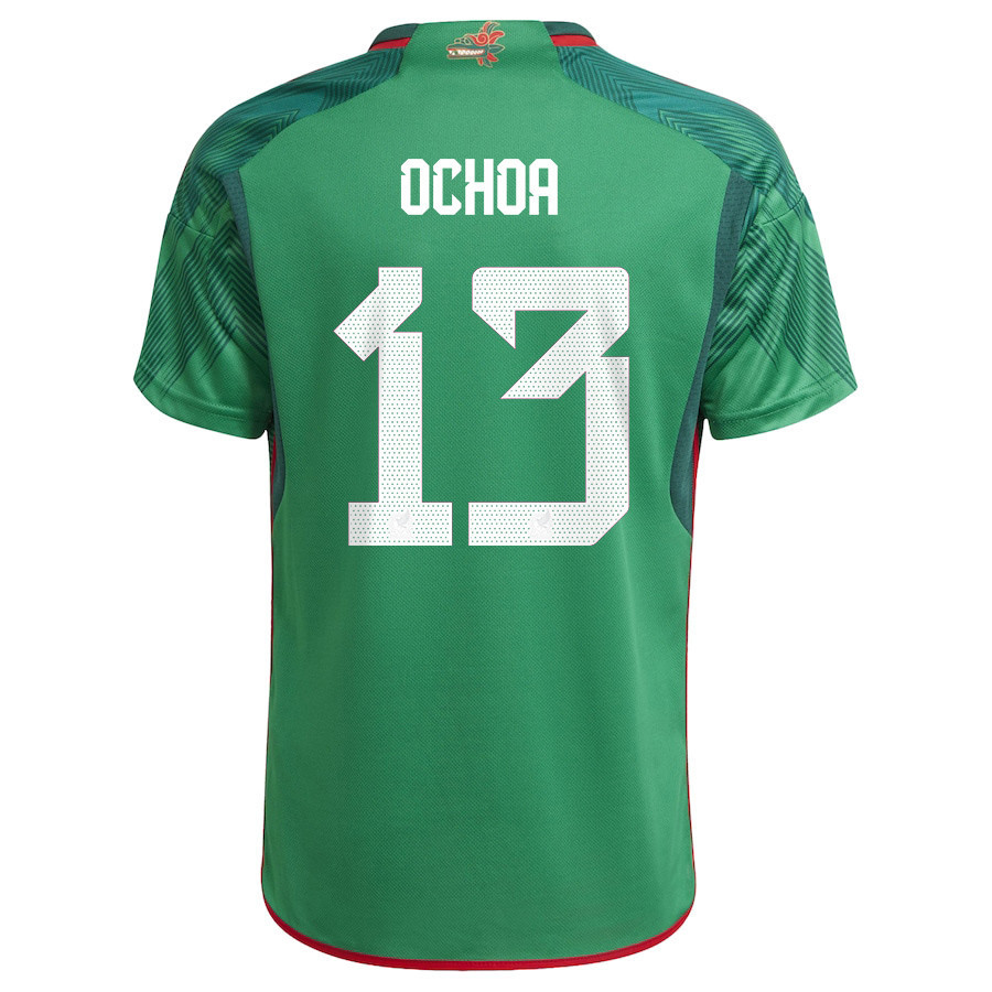 David Ochoa 13 Mexico National Team FIFA World Cup Qatar 2022 Home Men Soccer Jersey With Patch