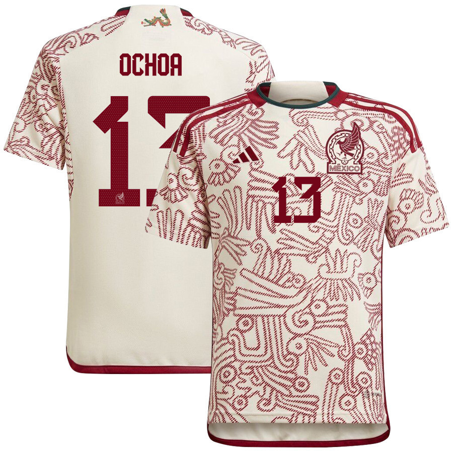 David Ochoa 13 Mexico National Team Qatar World Cup 2022-23 – White Away  Soccer Jersey