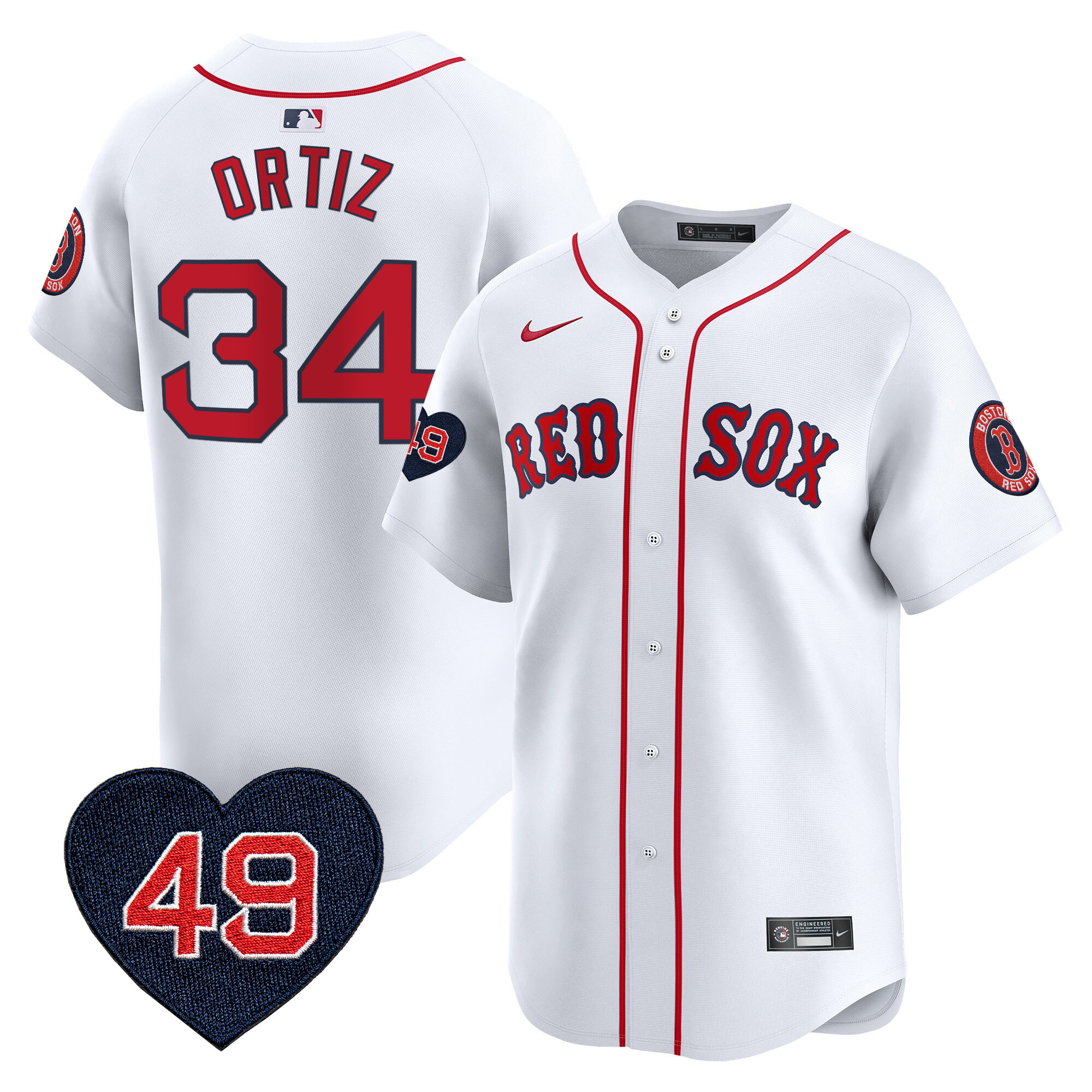 David Ortiz Men's Boston Red Sox Tim Wakefield Patch Vapor Premier Limited White Jersey - All Stitched
