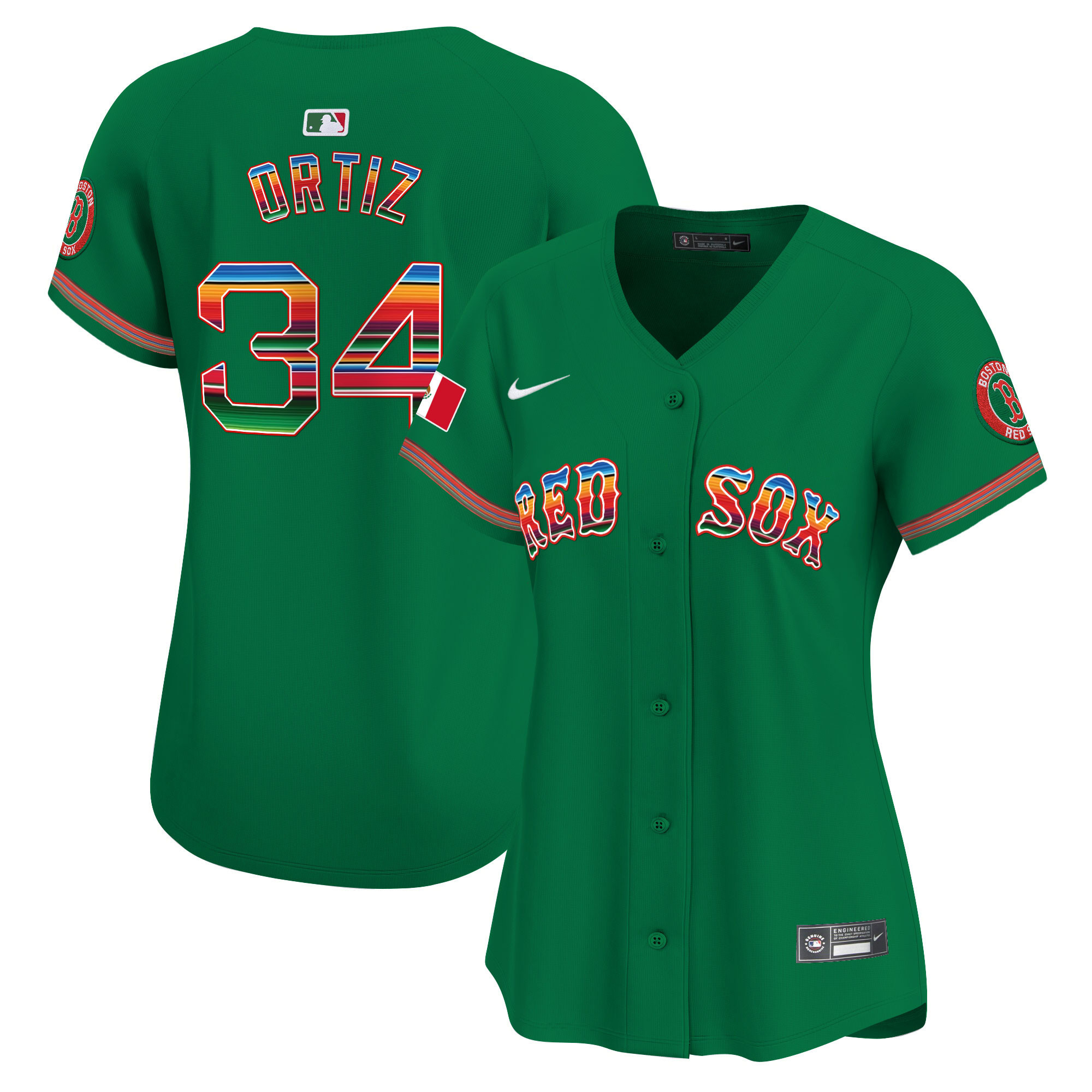 David Ortiz Women's Boston Red Sox Mexico Vapor Premier Limited Green Jersey - All Stitched