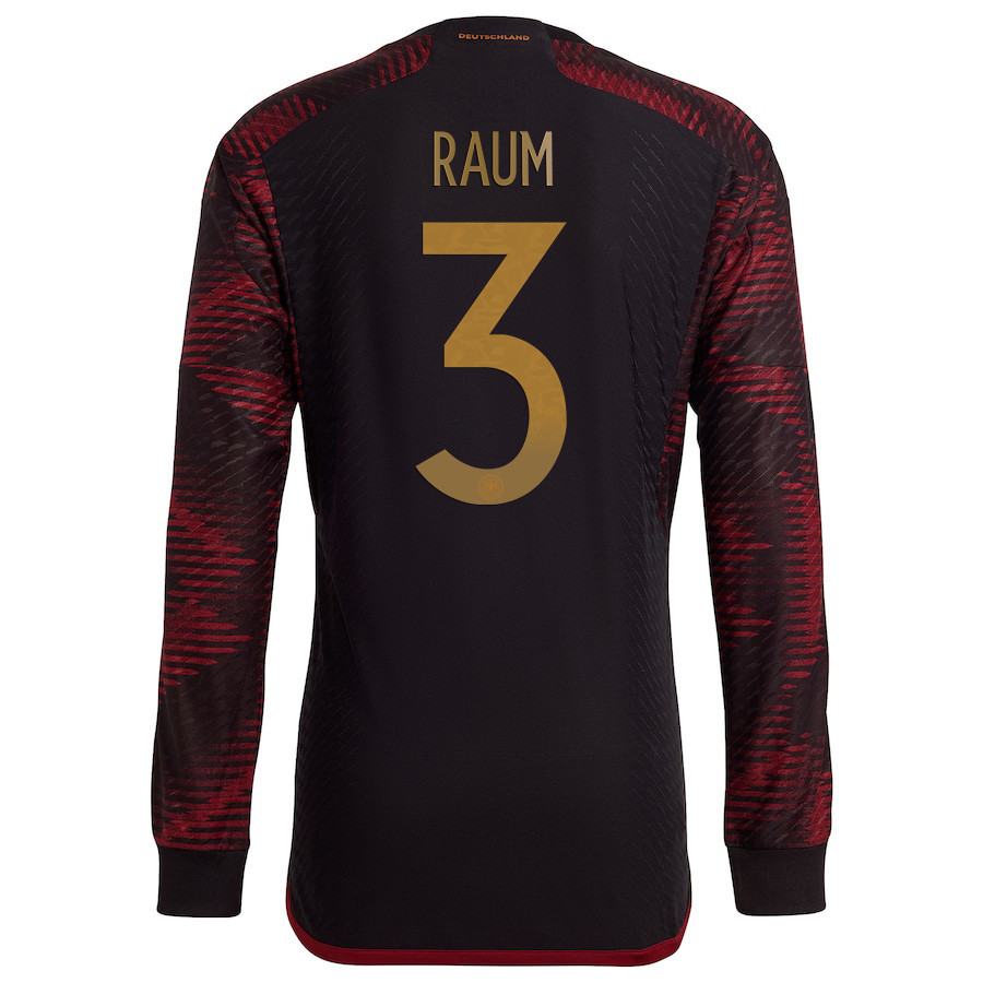 David Raum 3 Germany National Team FIFA World Cup Qatar 2022 Patch – Away Long Sleeve Soccer Jersey, Men
