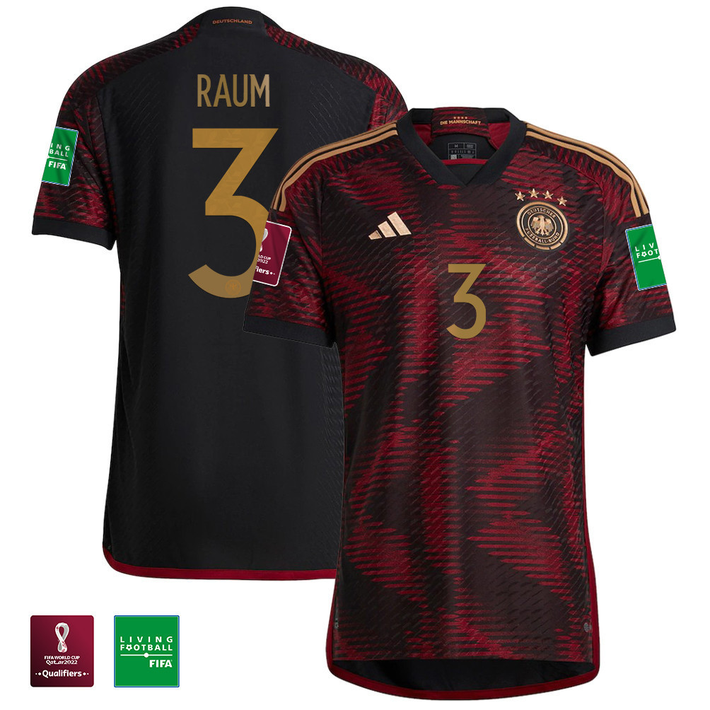 David Raum 3 Germany National Team FIFA World Cup Qatar 2022 Patch Men Soccer Jersey- Away