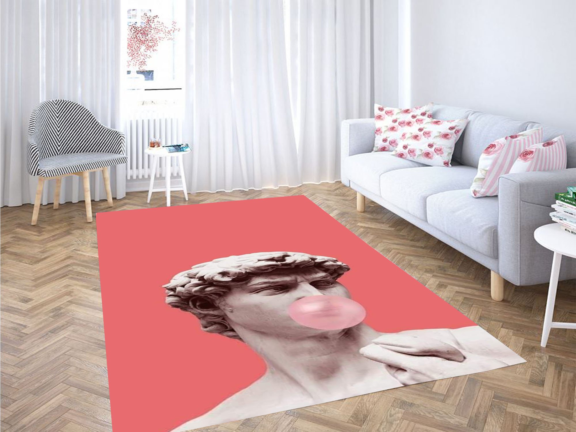 David Statue Bubble Gum Carpet Rectangle Rug