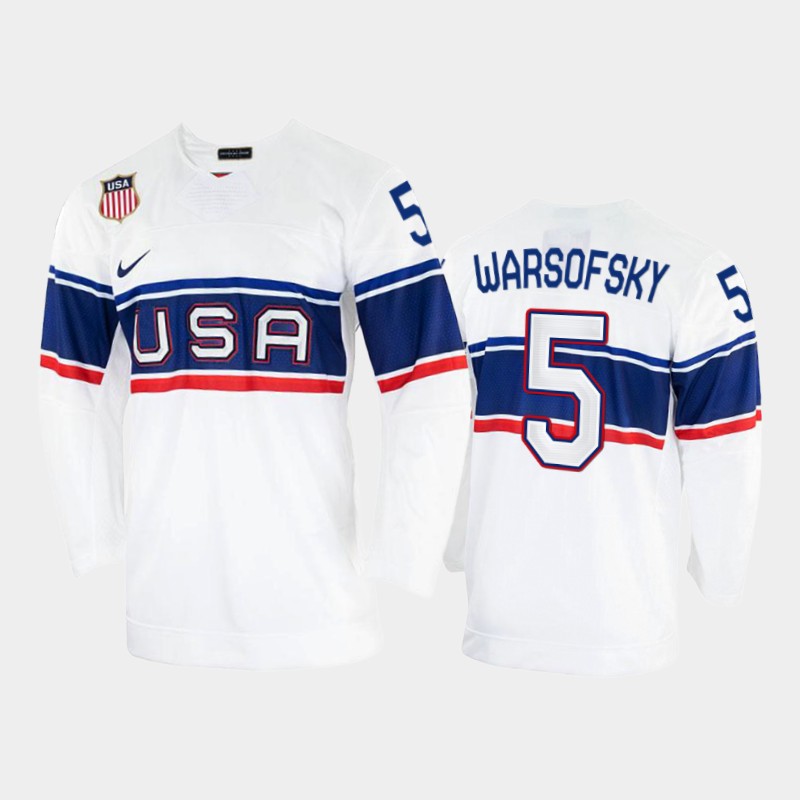 David Warsofsky USA White Jersey 2022 Winter Olympics