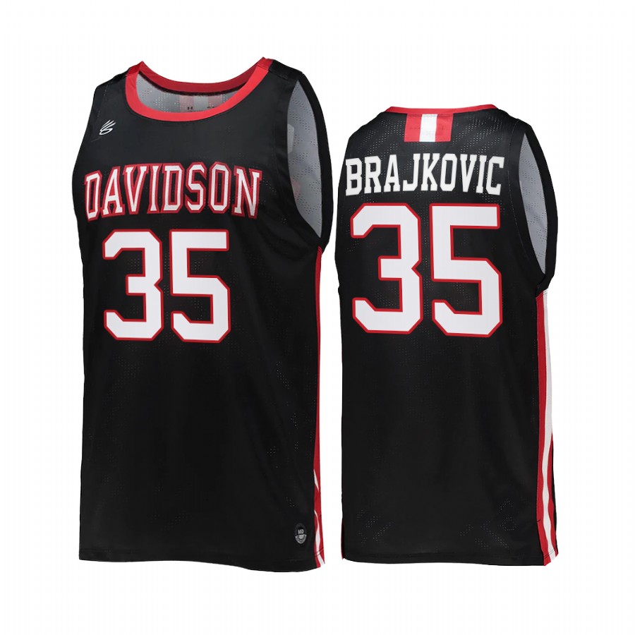 Davidson Wildcats Luka Brajkovic Jersey 2022 College Black Uniform