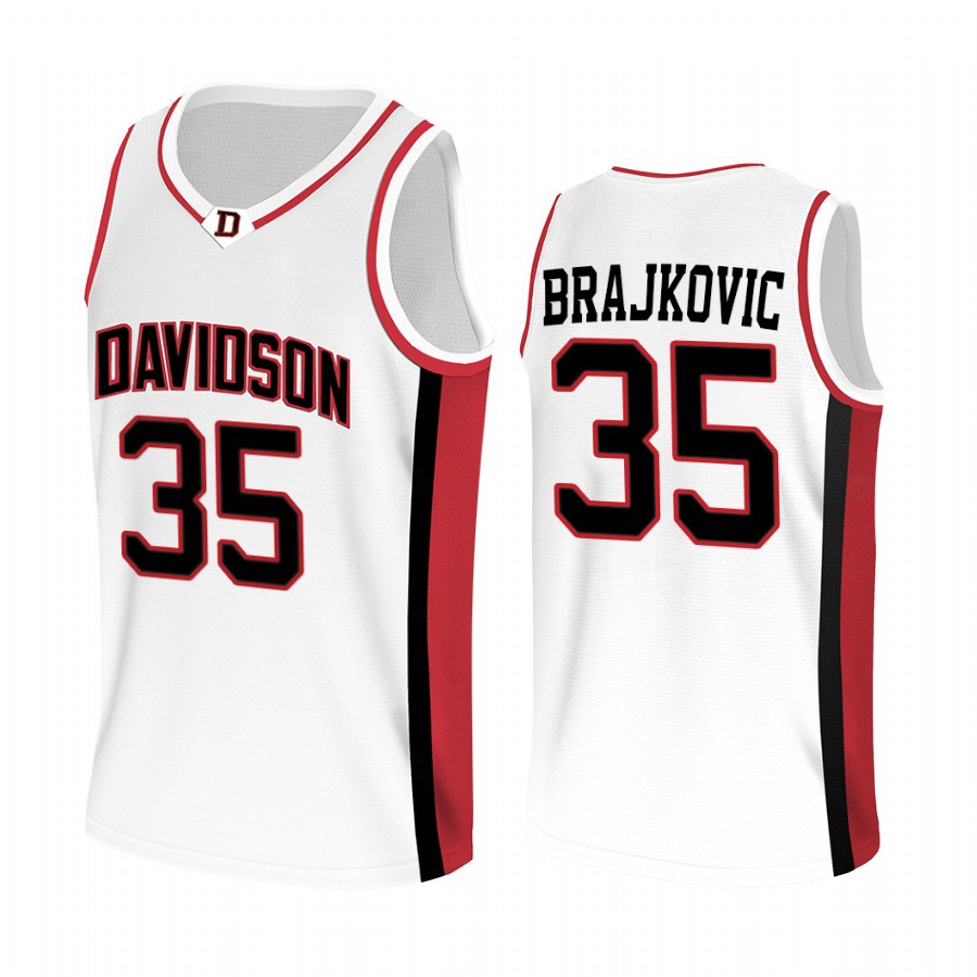 Davidson Wildcats Luka Brajkovic Jersey 2022 College White Uniform