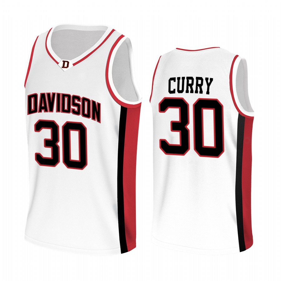 Davidson Wildcats Stephen Curry Jersey College White Uniform