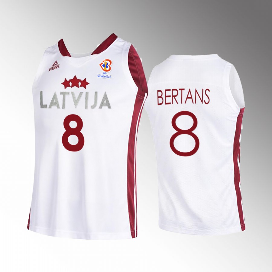 Davis Bertans Latvia 2023 FIBA World Cup White Jersey Home #8