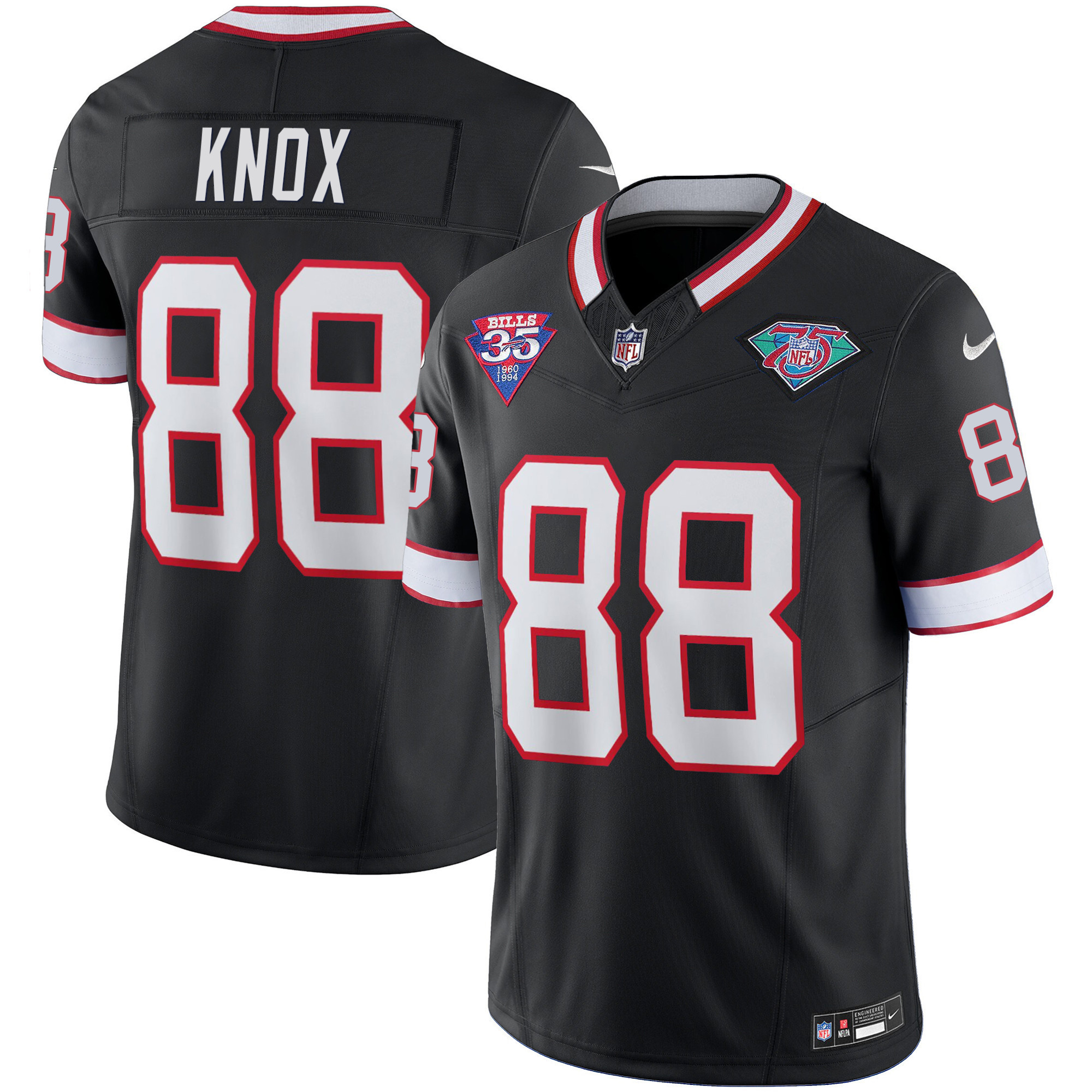 Dawson Knox Men's Buffalo Bills 1994 Throwback Vapor Black Jersey - All Stitched 
