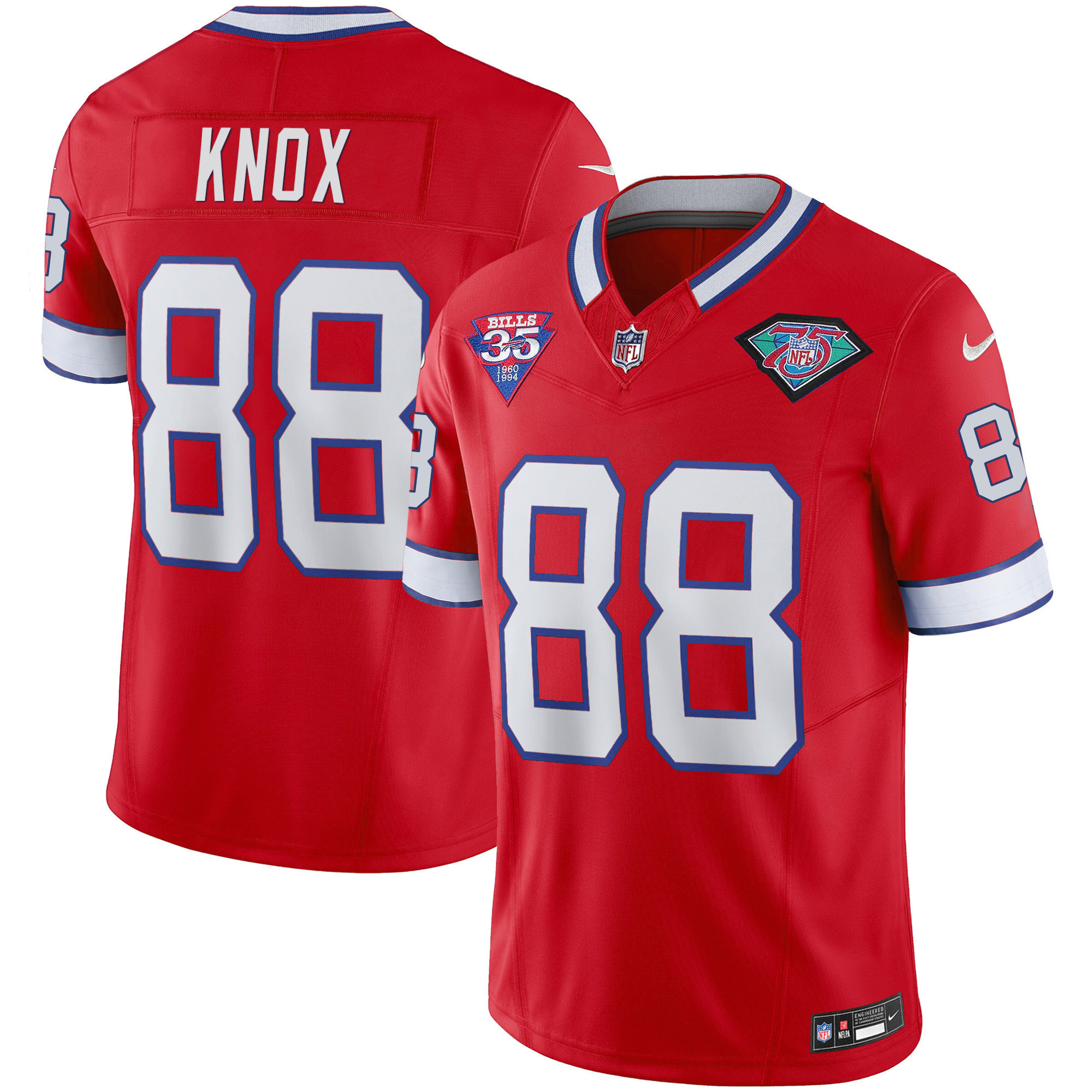 Dawson Knox Men's Buffalo Bills 1994 Throwback Vapor Red Jersey - All Stitched 