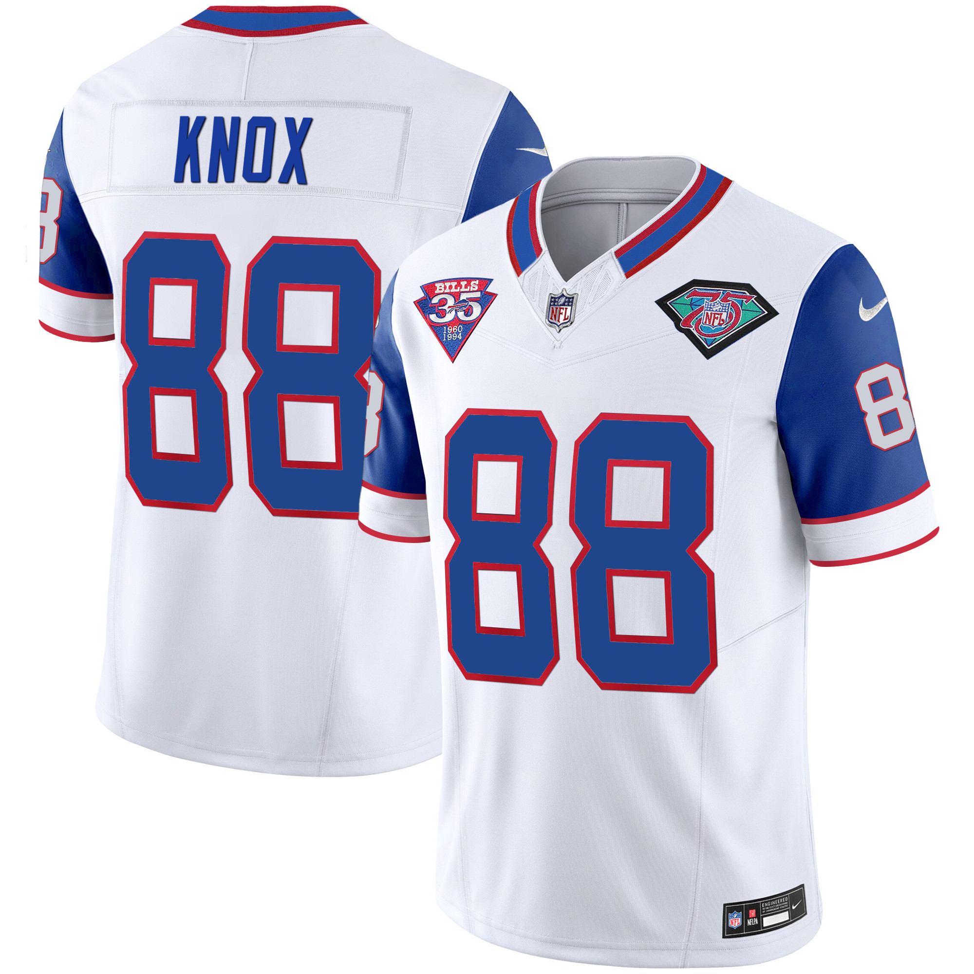Dawson Knox Men's Buffalo Bills 1994 Throwback Vapor Royal Sleeves Jersey - All Stitched 