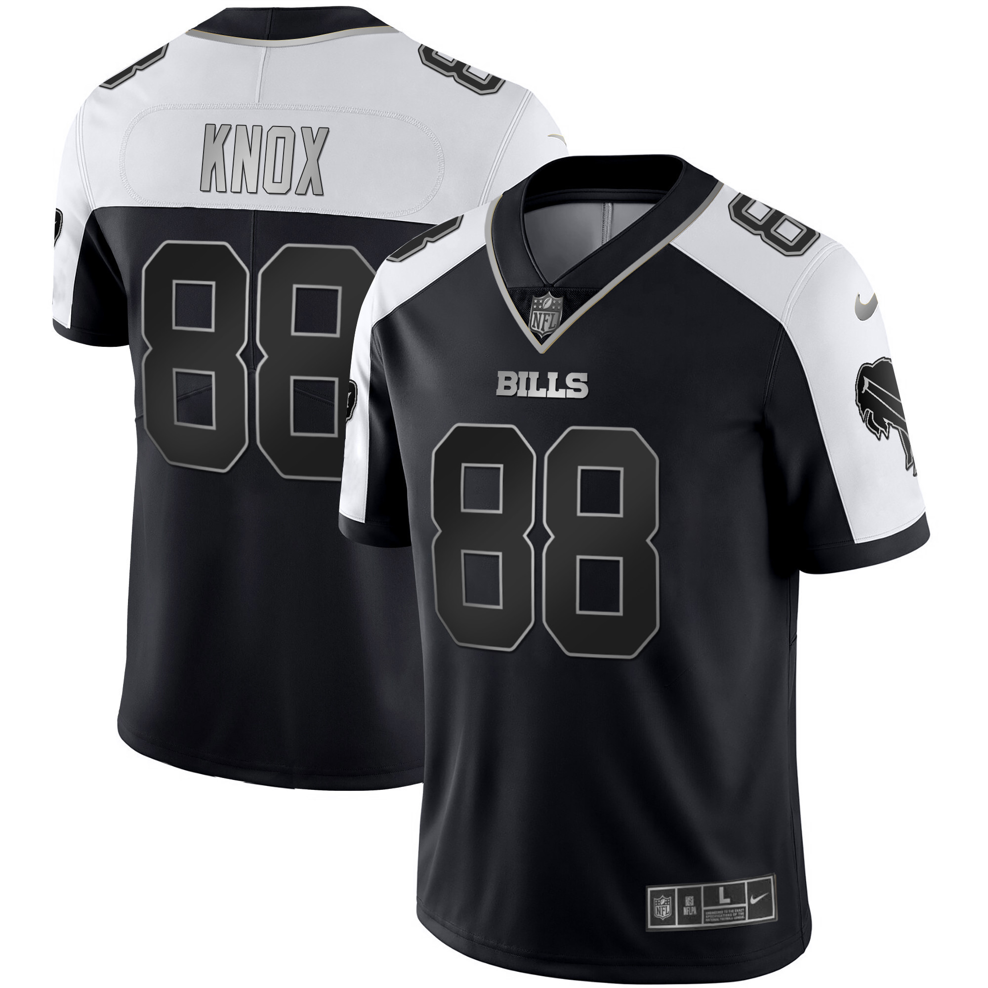 Dawson Knox Men's Buffalo Bills Alternate Vapor Black Gold & Black Inverted Limited Black Silver Jersey - All Stitched 