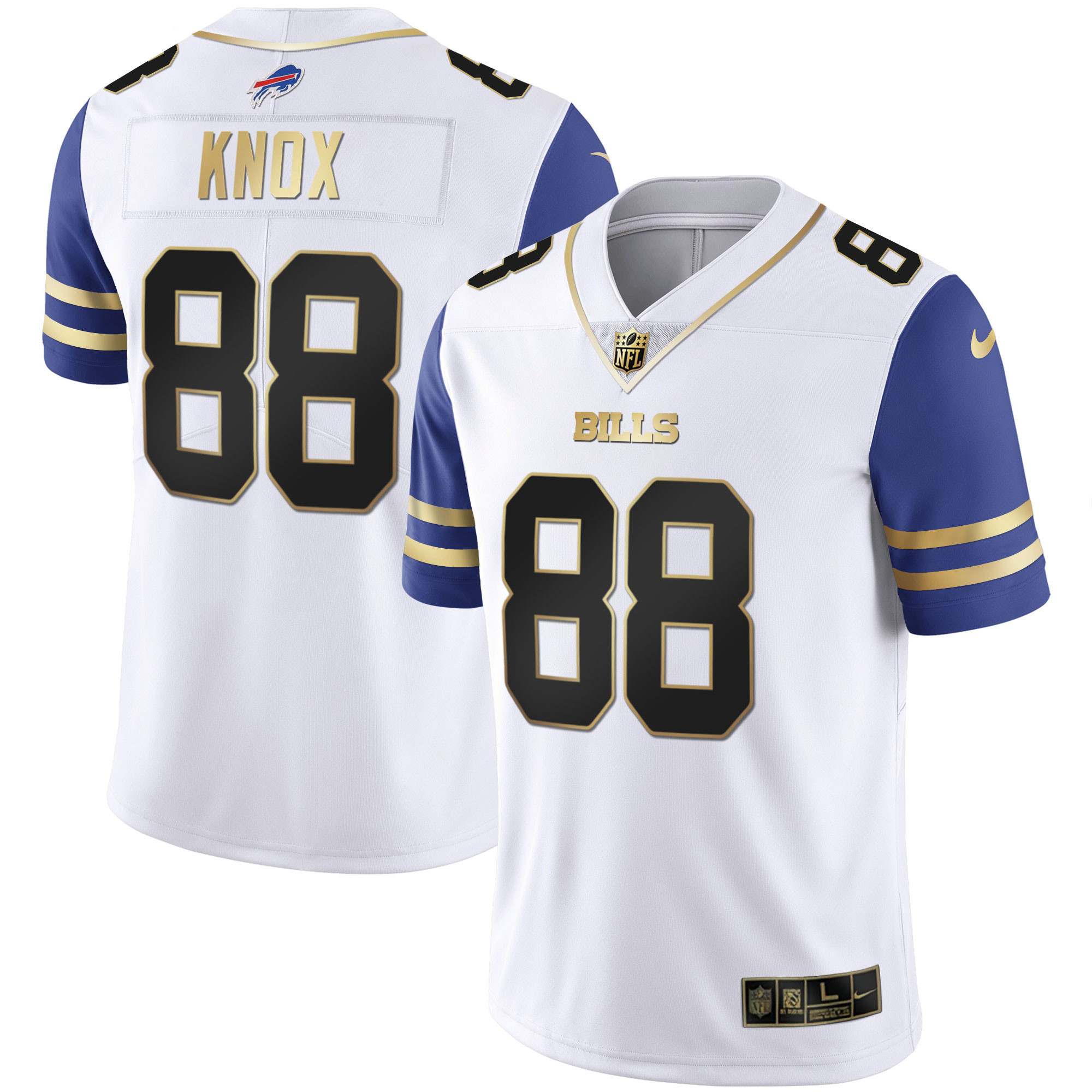 Dawson Knox Men's Buffalo Bills Alternate Vapor Black Gold & Black Inverted Limited Royal Sleeves Jersey - All Stitched 