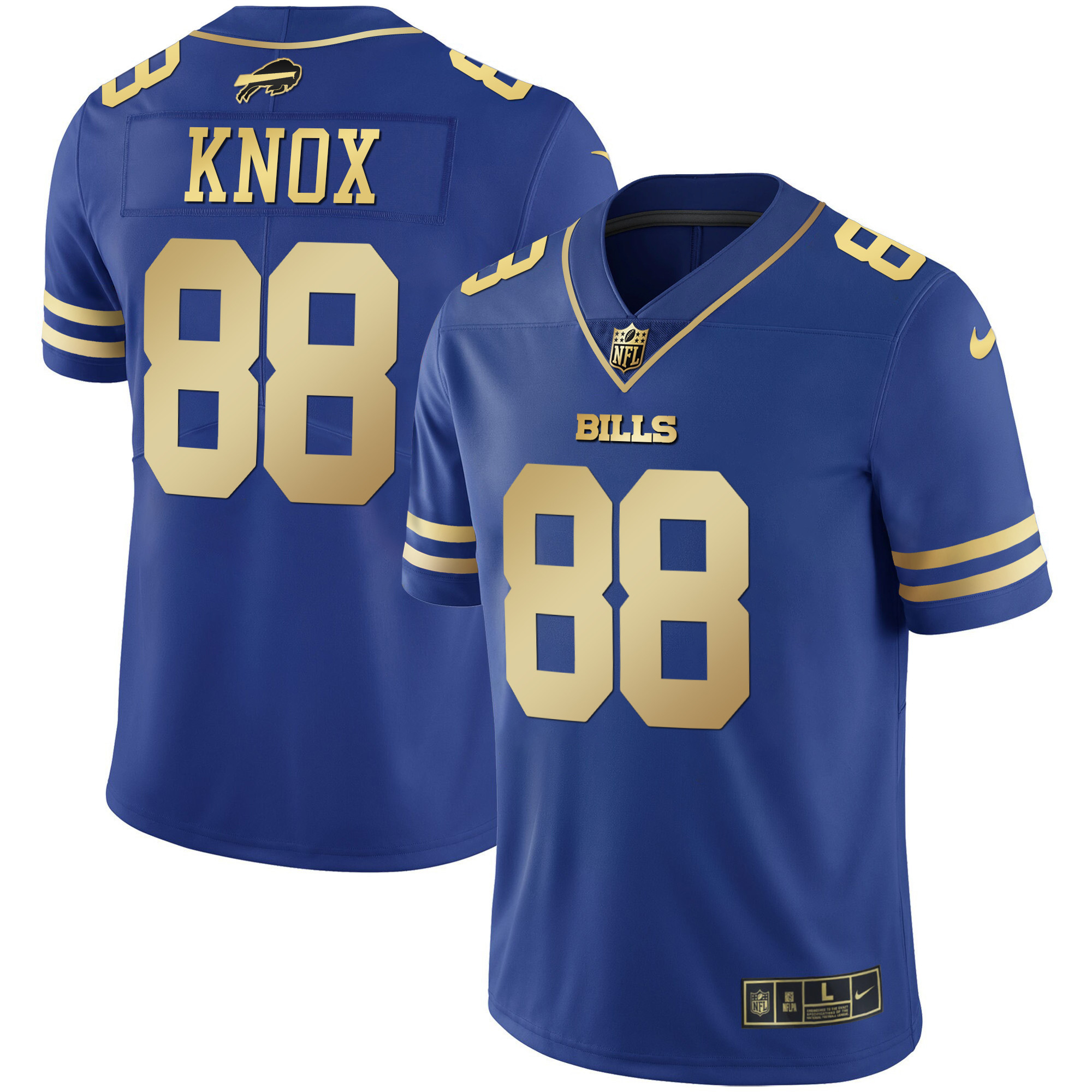 Dawson Knox Men's Buffalo Bills Black Gold & Royal Gold Vapor Royal Gold Jersey - All Stitched 