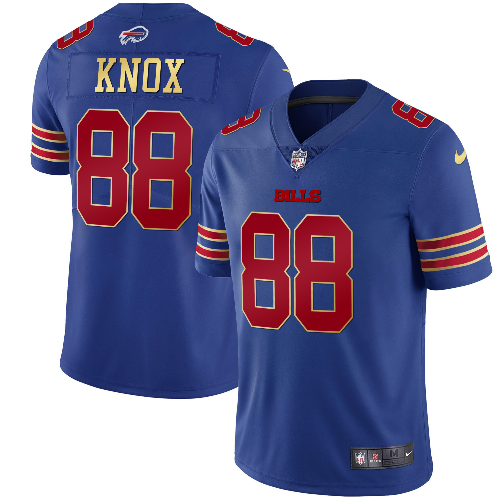 Dawson Knox Men's Buffalo Bills Black Gold & Royal Gold Vapor Royal Red Jersey - All Stitched 