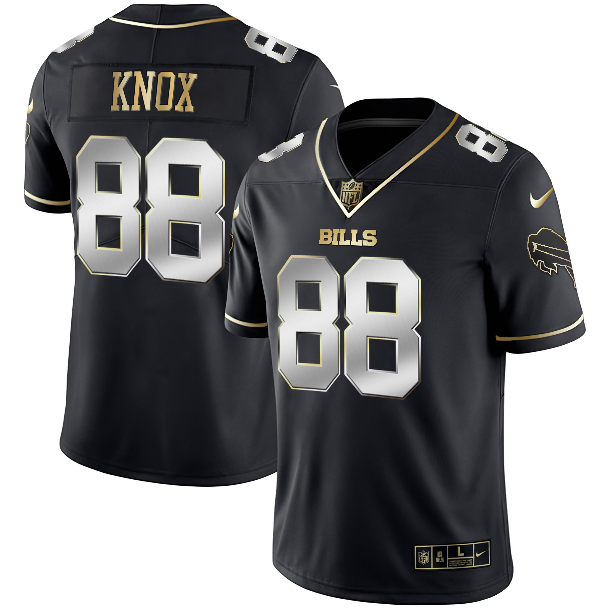 Dawson Knox Men's Buffalo Bills White Gold & Black Gold Black Limited Jersey - All Stitched 