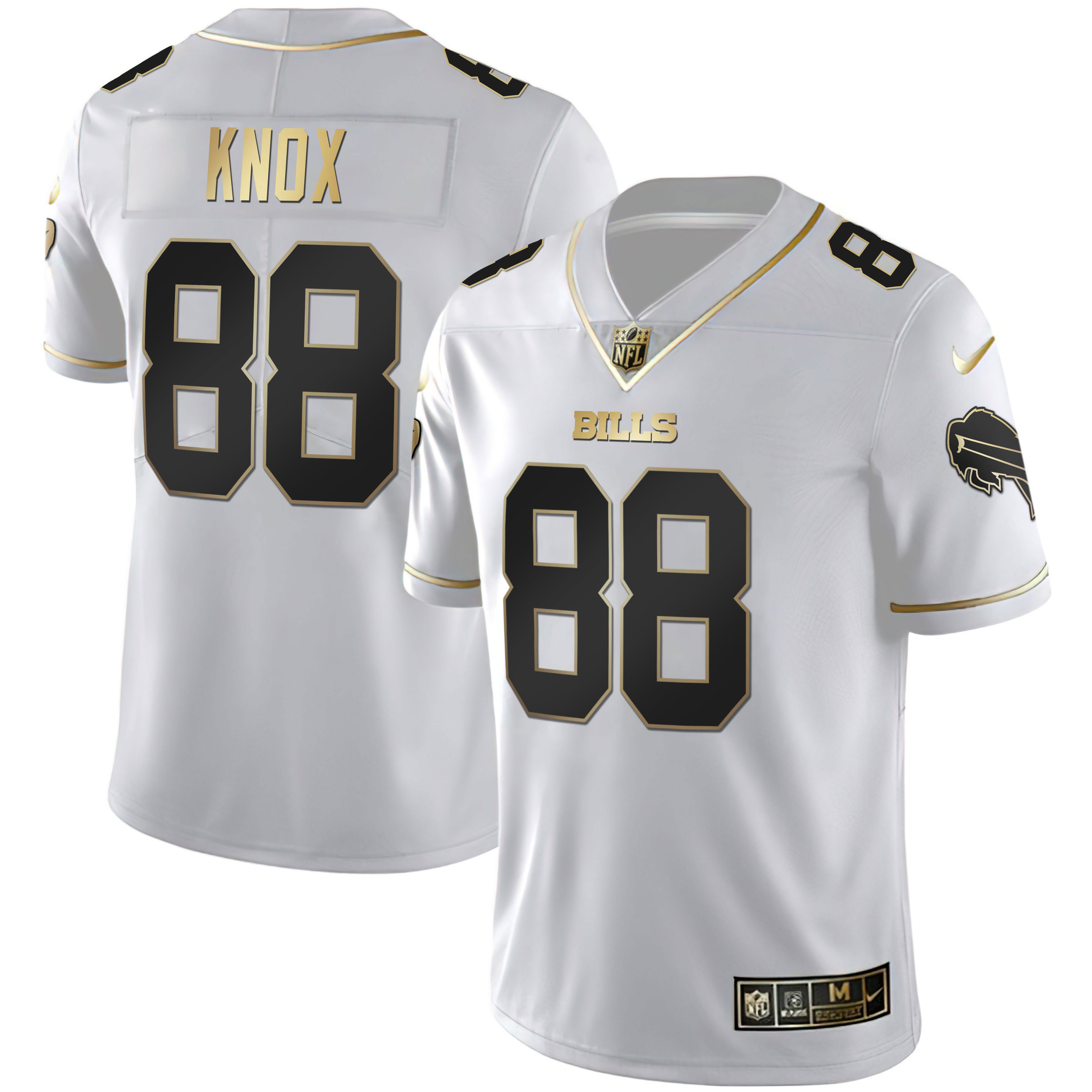 Dawson Knox Men's Buffalo Bills White Gold & Black Gold White Gold Jersey - All Stitched 
