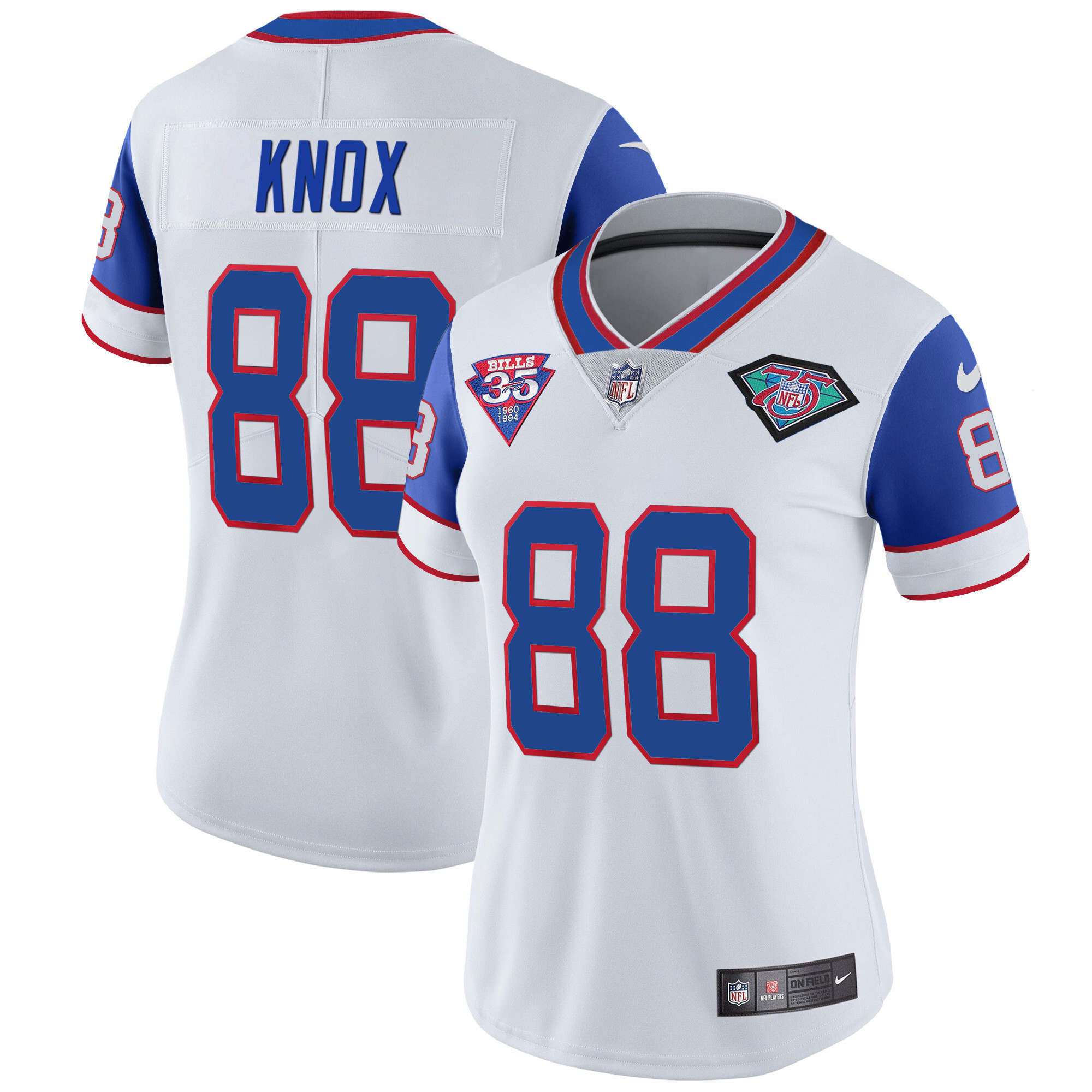 Dawson Knox Women's Buffalo Bills 1994 Throwback Vapor Royal Sleeves Jersey - All Stitched 