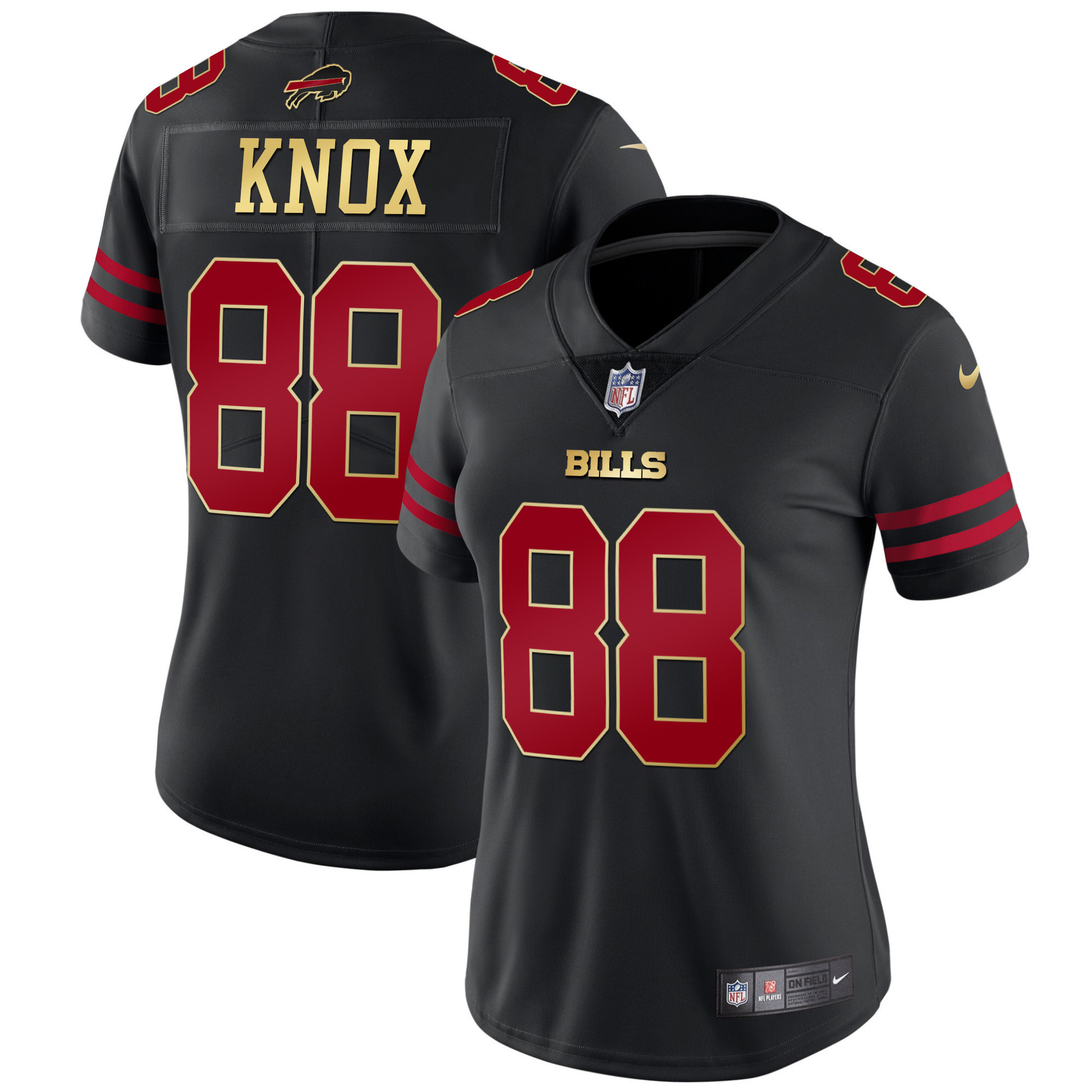 Dawson Knox Women's Buffalo Bills Black Red Vapor Black Red Jersey - All Stitched 