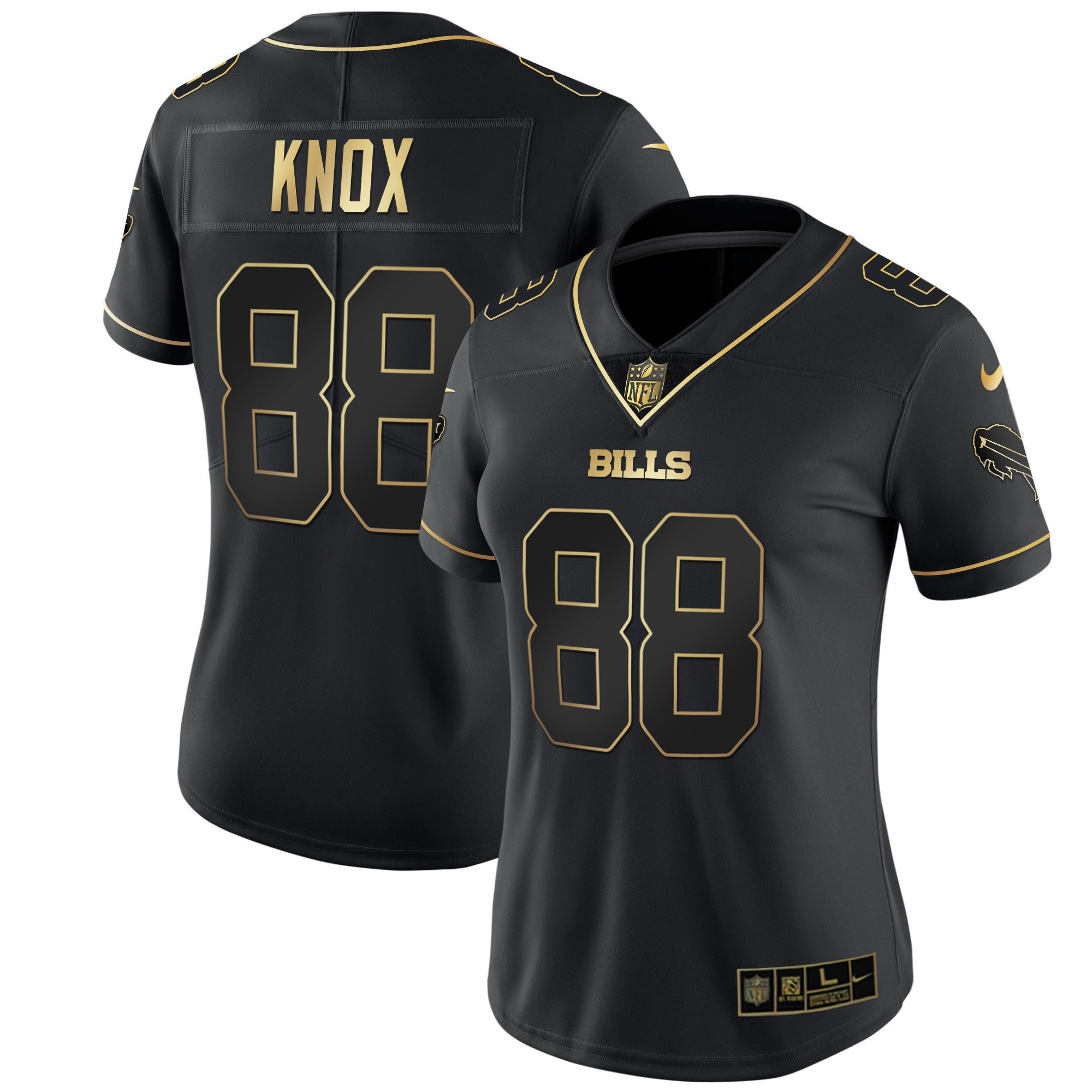 Dawson Knox Women's Buffalo Bills White Gold & Black Gold Black Gold Jersey - All Stitched 