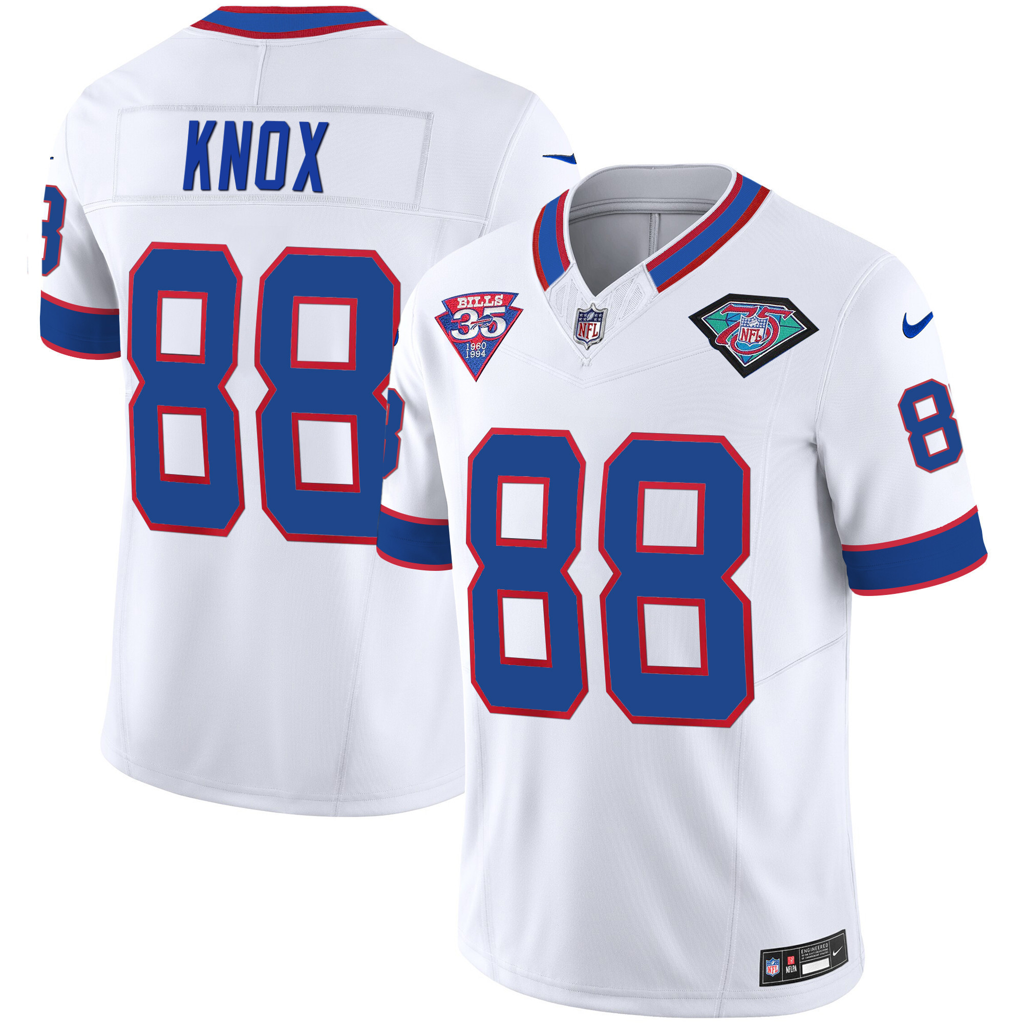 Dawson Knox Youth's Buffalo Bills 1994 Throwback Vapor White Jersey - All Stitched 
