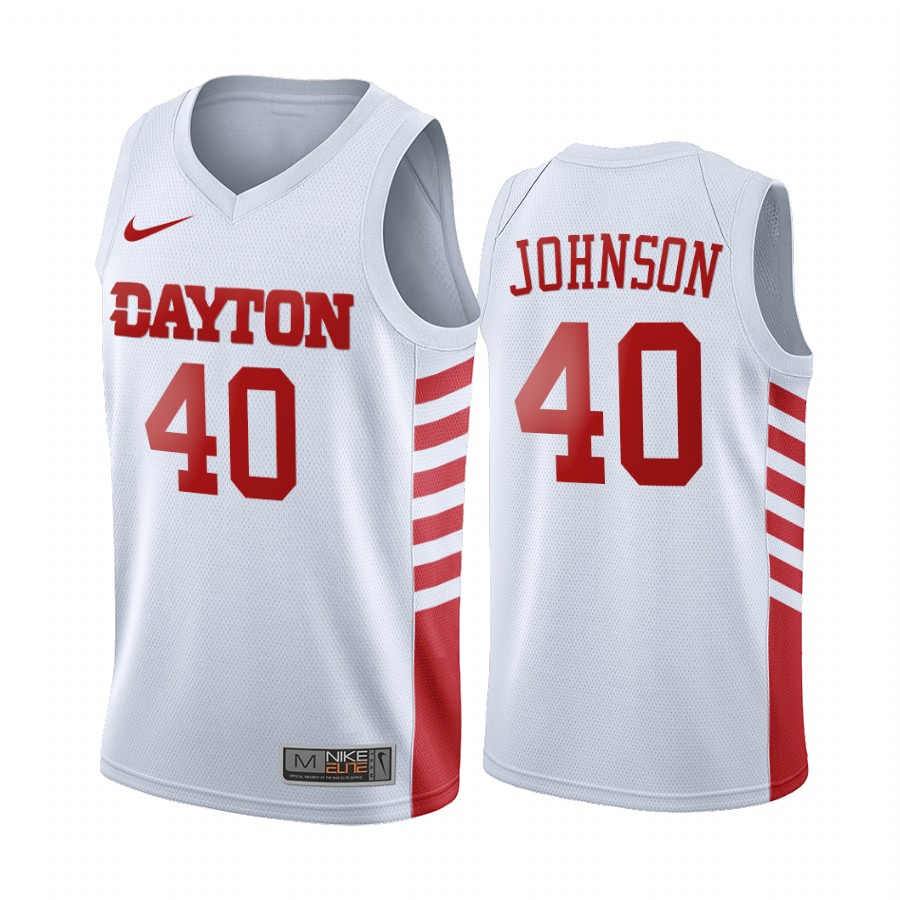 Dayton Flyers Chase Johnson 90s Throwback White College Jersey NCAA