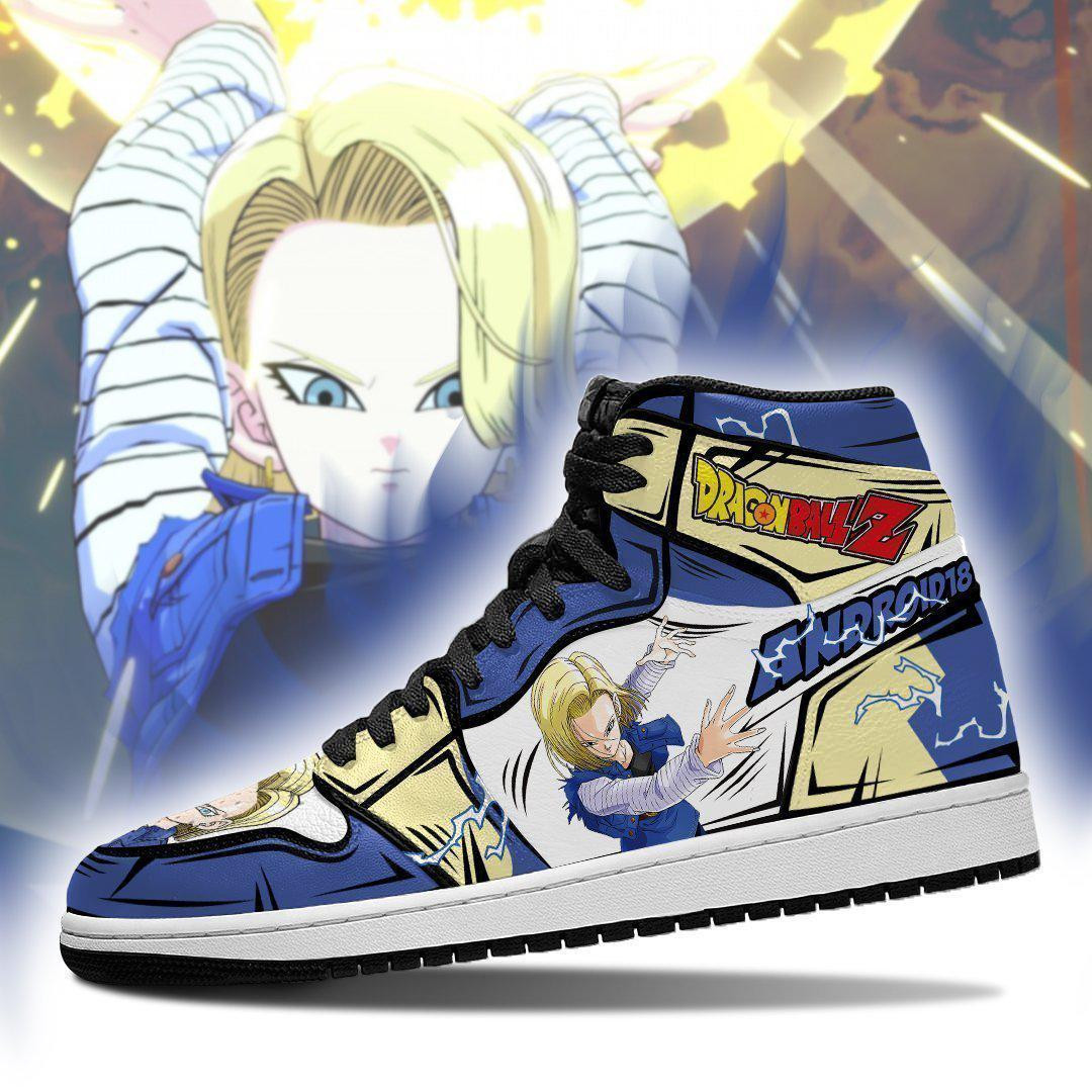 DBZ Android 18 JD1s Sneakers Anime Dragon Ball Shoes, Air Jordan Hightop