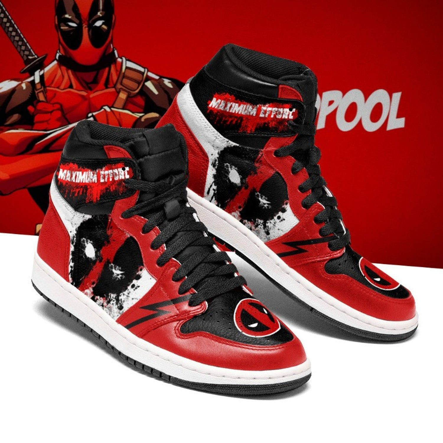 Deadpool Marvel 2 High Top Air Jordan Sneaker, Air Jordan Hightop