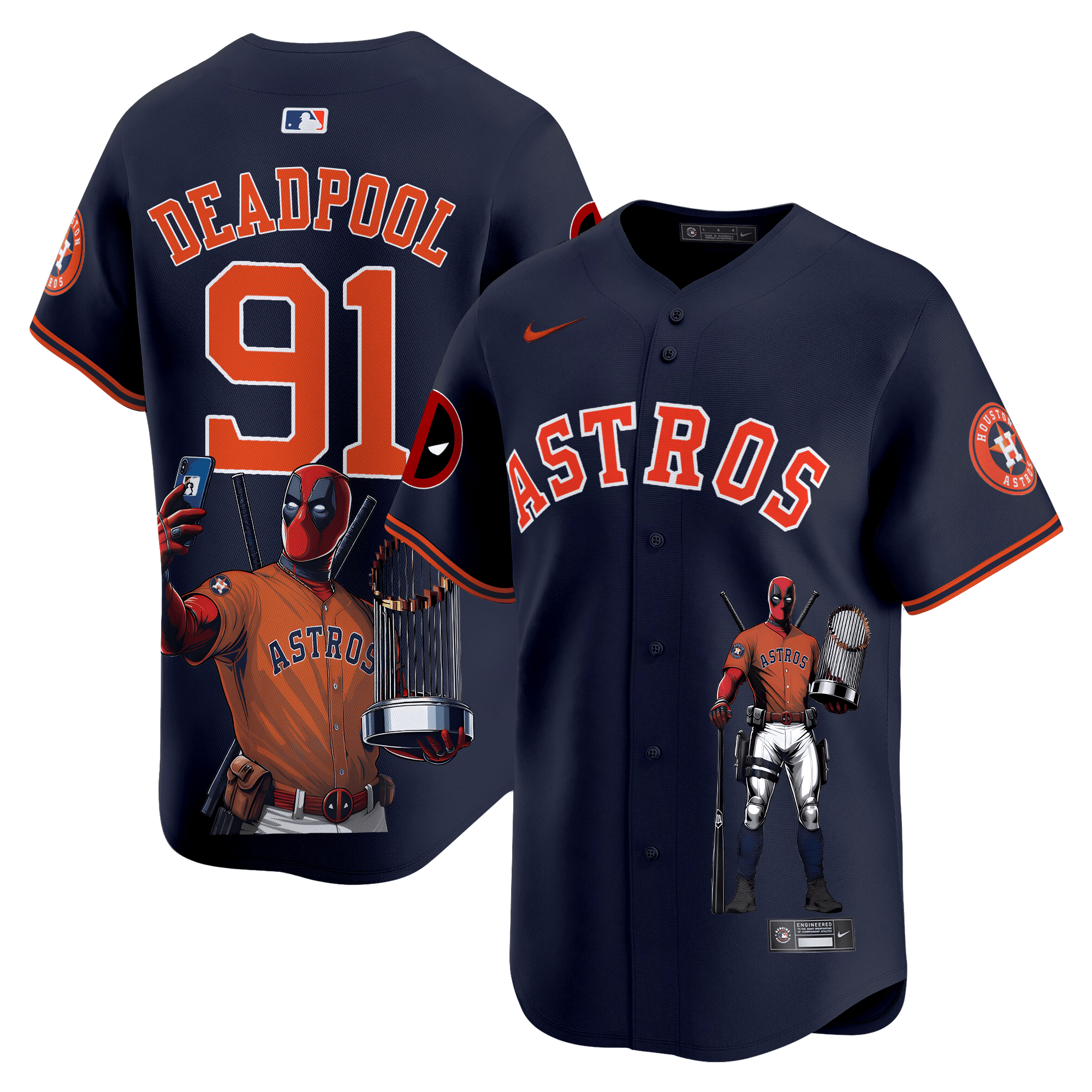 DeadpoolUnisex Houston Astros Deadpool Vapor Premier Limited Navy Jersey - Printed