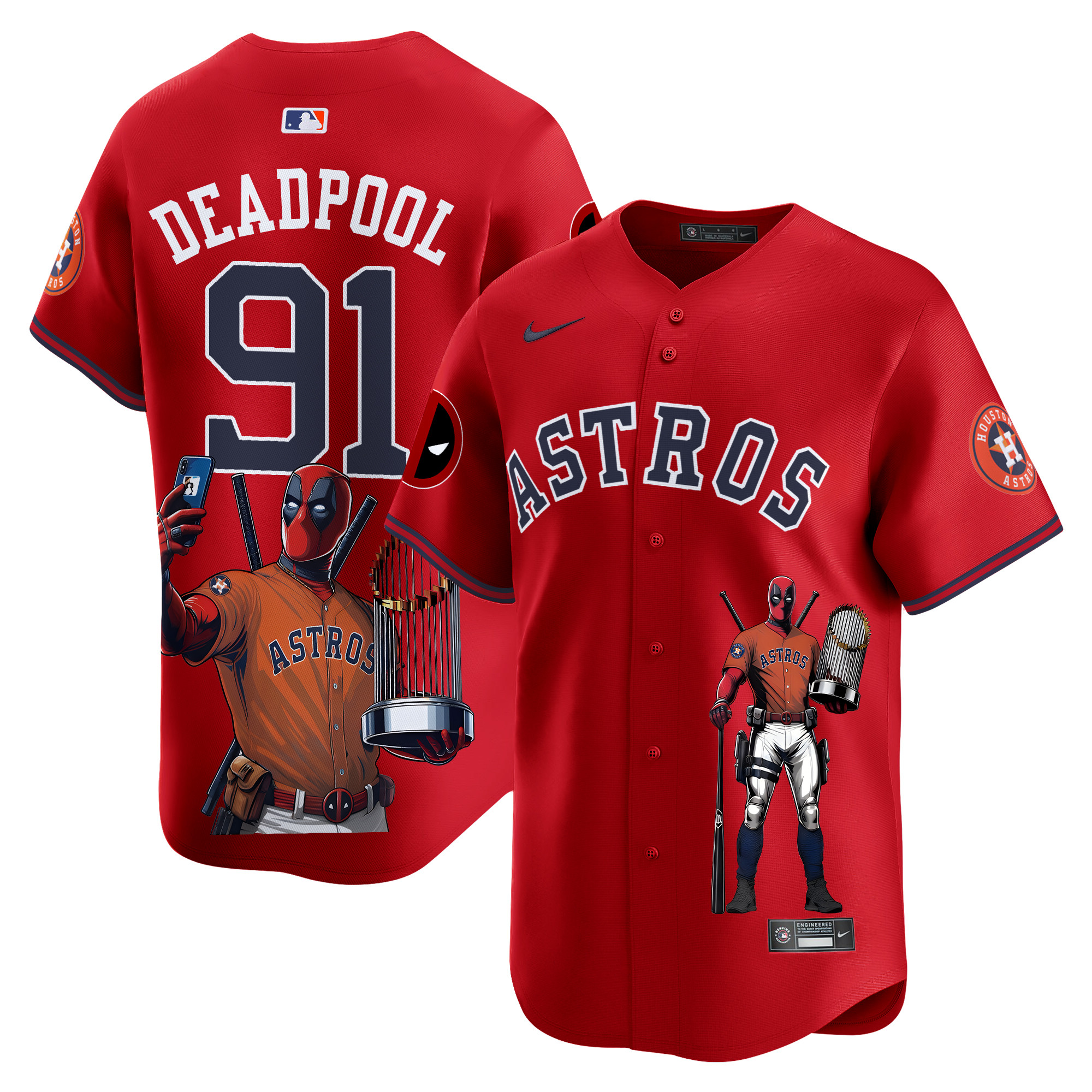 DeadpoolUnisex Houston Astros Deadpool Vapor Premier Limited Red Jersey - Printed