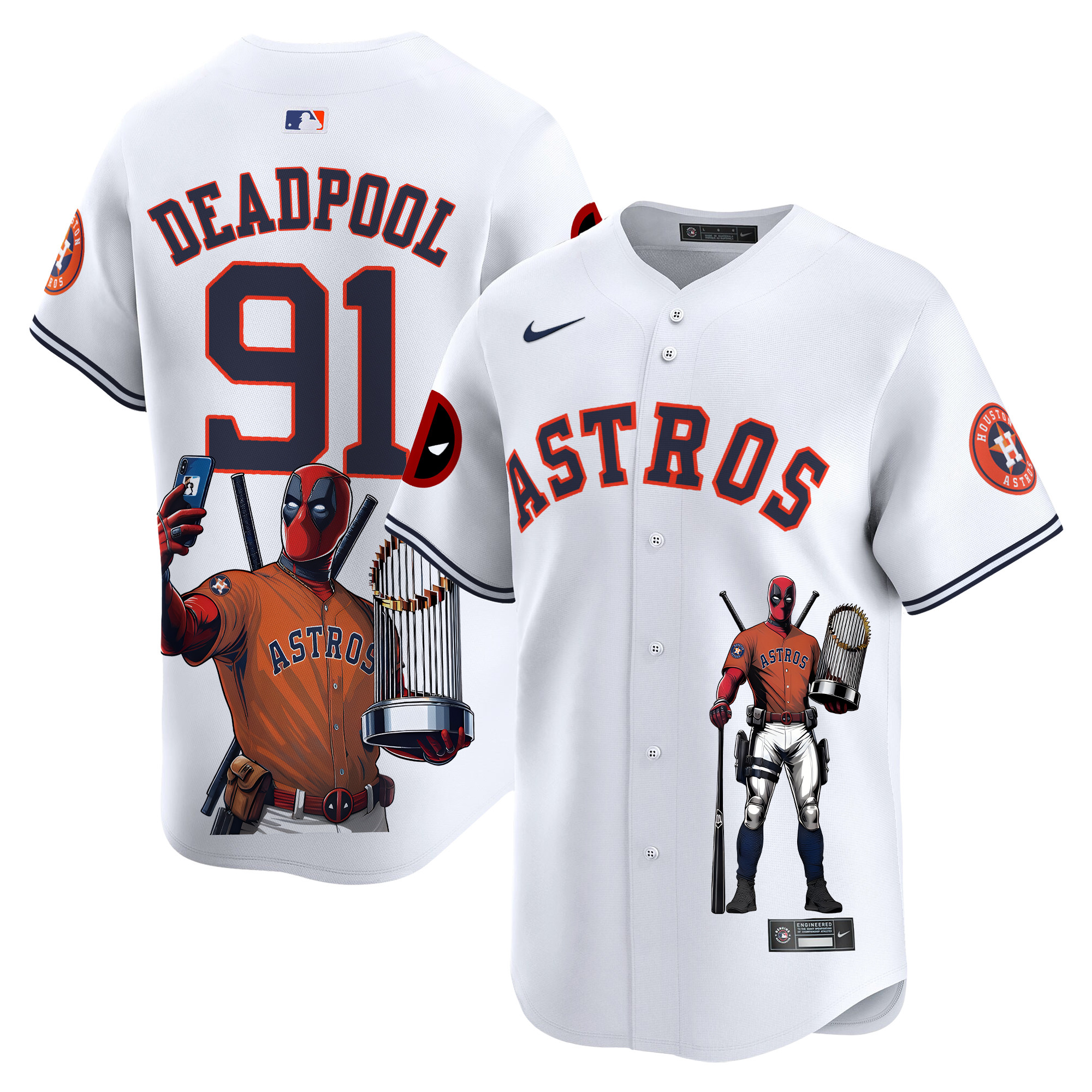 DeadpoolUnisex Houston Astros Deadpool Vapor Premier Limited White Jersey - Printed