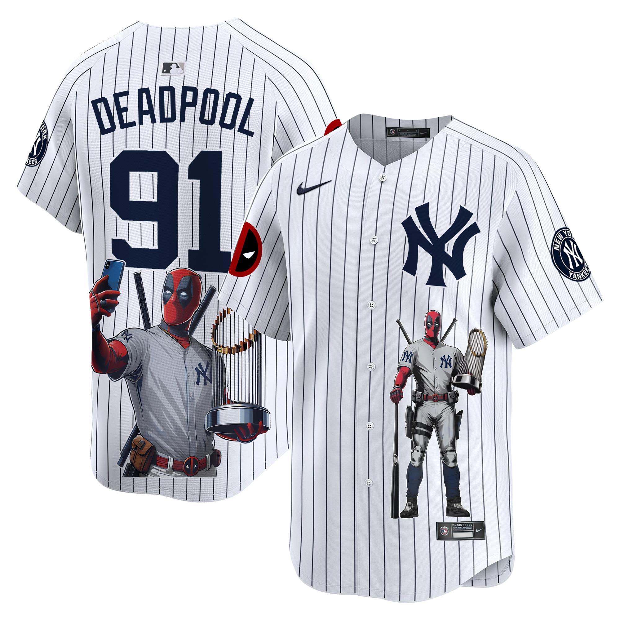 DeadpoolUnisex New York Yankees Deadpool Premier Limited White Jersey - Printed