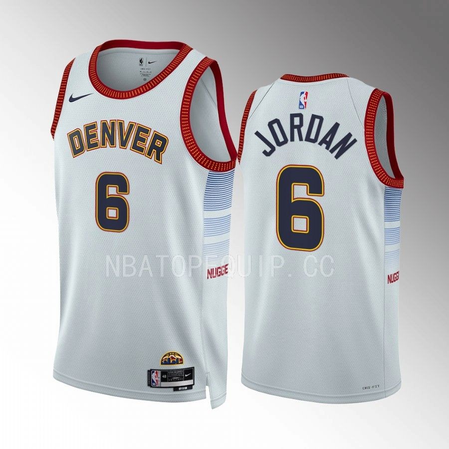 DeAndre Jordan 2022-23 Denver Nuggets White #6 City Edition Jersey Swingman