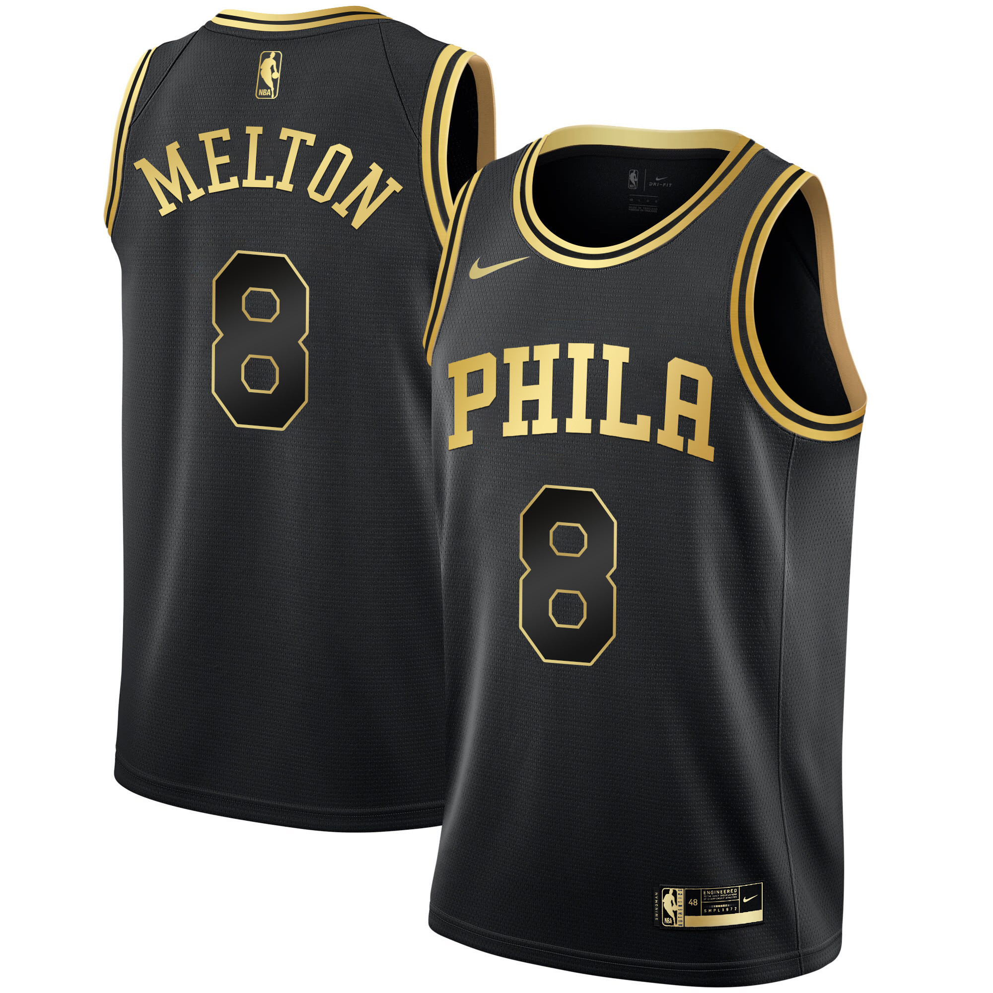 De'Anthony Melton Men's Philadelphia 76ers Black Limited & Black Gold Jersey - All Stitched