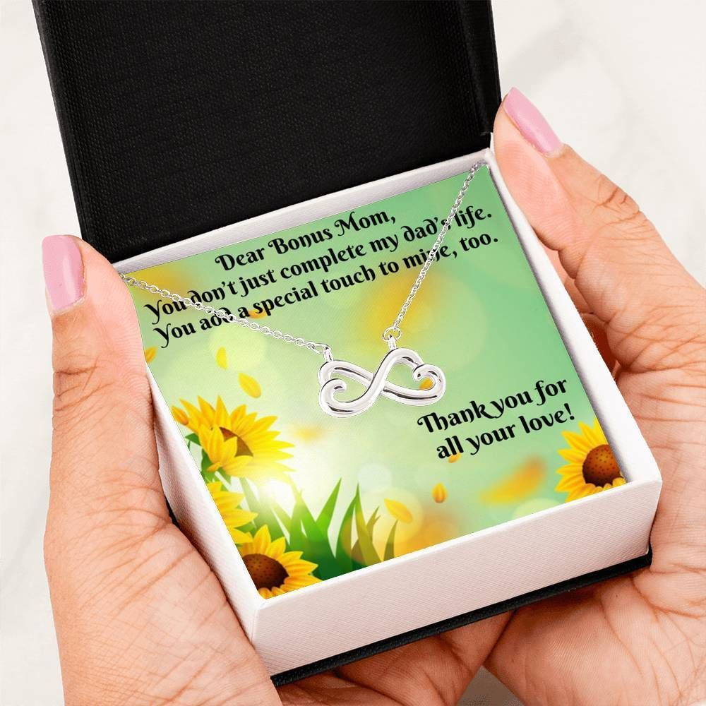 Dear Bonus Mom Infinity Heart Necklace Gift For Mom