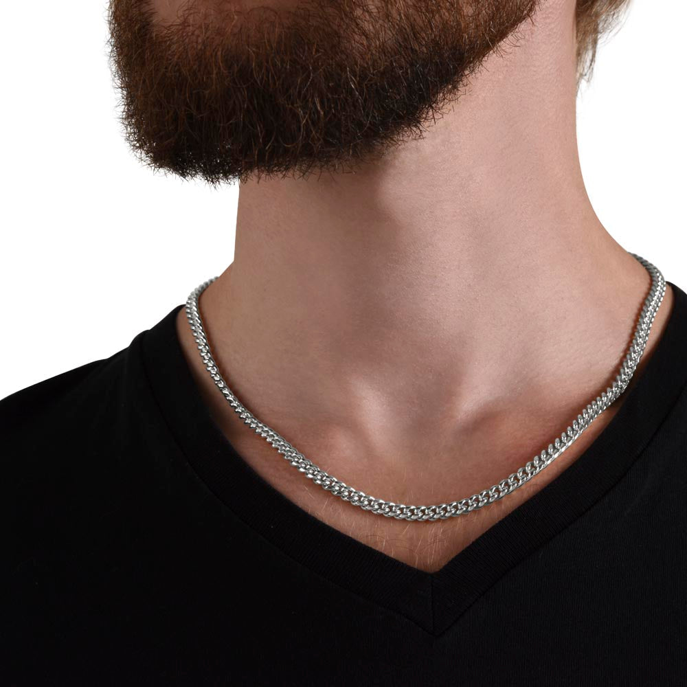 Dearest Dad Cuban Link Chain Necklace | You Are My World, Father’s Day, Birthday Gift from Daughter Son