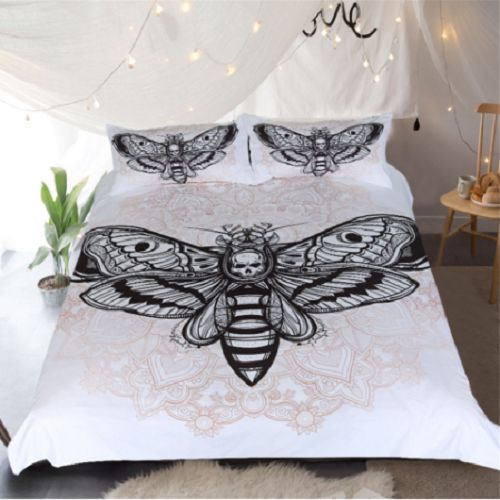 Death Moth With Skulls Duvet Cover Bedding Set