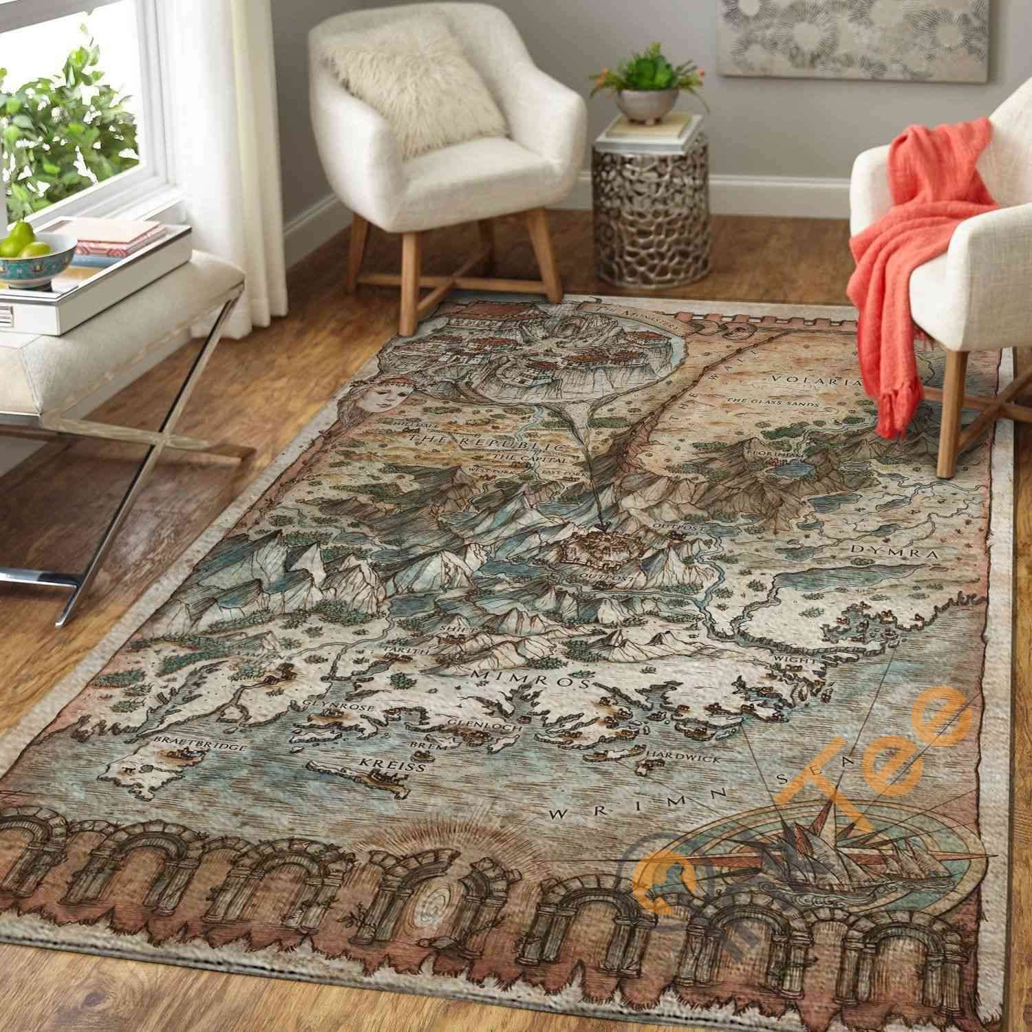 Death Of Immortal King Map Area Rectangle Rug