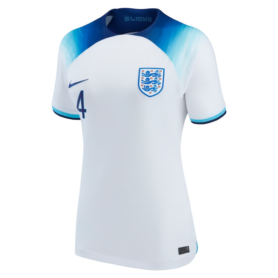 Declan Rice 4 England National Team 2022-23 World Cup Home Women Soccer Jersey – White Declan Rice 4 England National Team 2022-23 World Cup Home Women Soccer Jersey – White