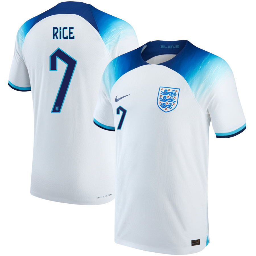 Declan Rice 7 England National Team 2022-23 Qatar World Cup – White Home Soccer Jersey, Men