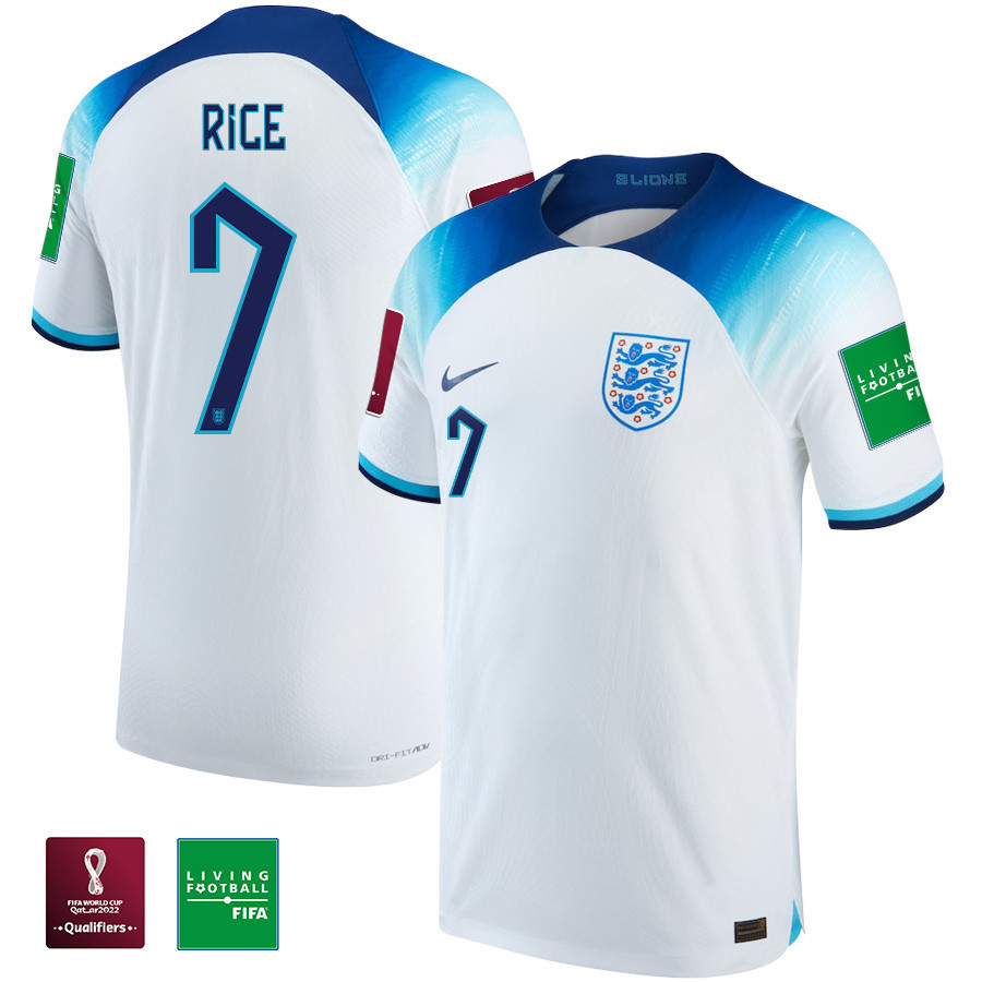Declan Rice 7 England National Team FIFA World Cup Qatar 2022 – Patch Home  Soccer Jersey