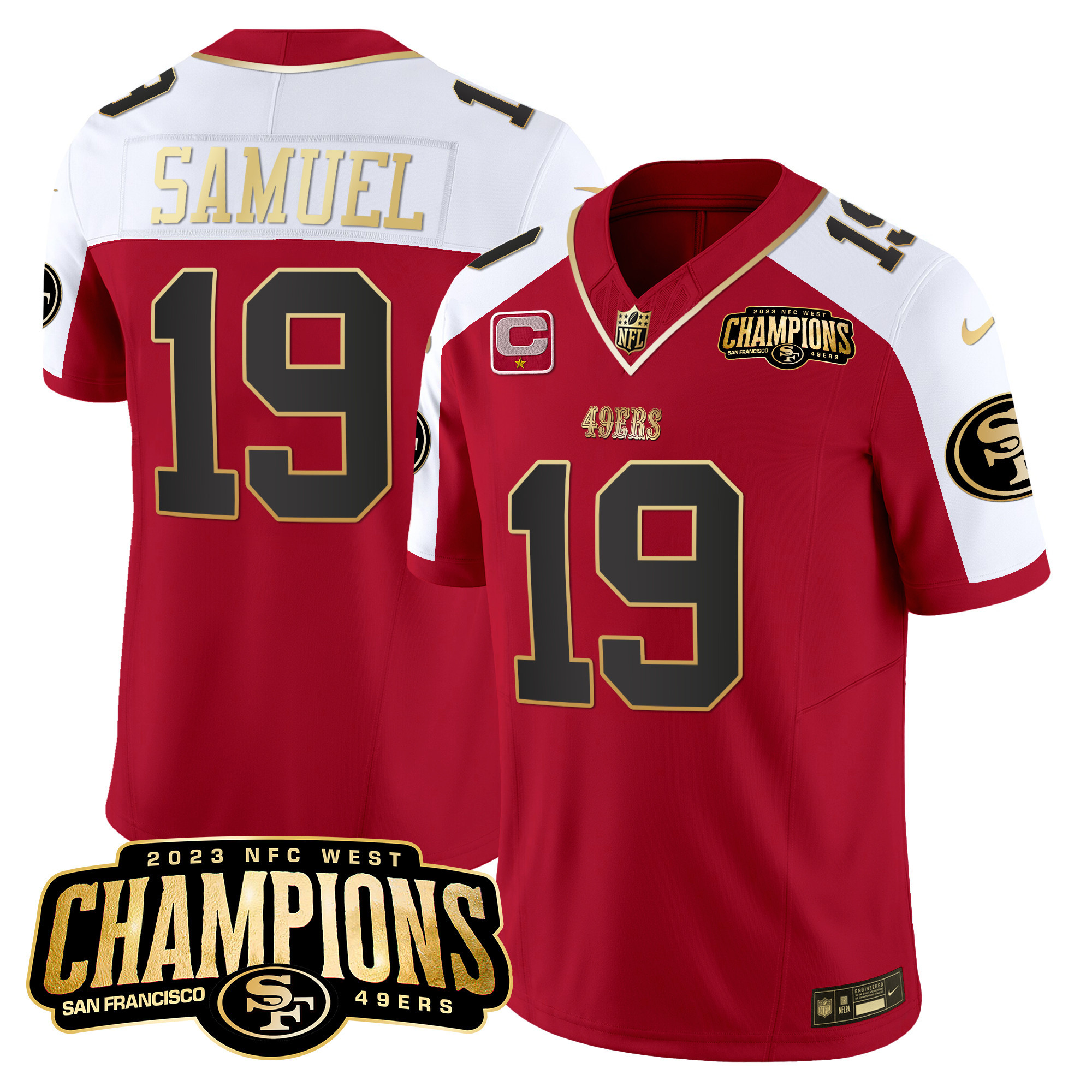 Deebo Samuel Men's San Francisco 49ers 2023 NFC West Champions Patch Vapor Alternate Jersey - All Stitched 