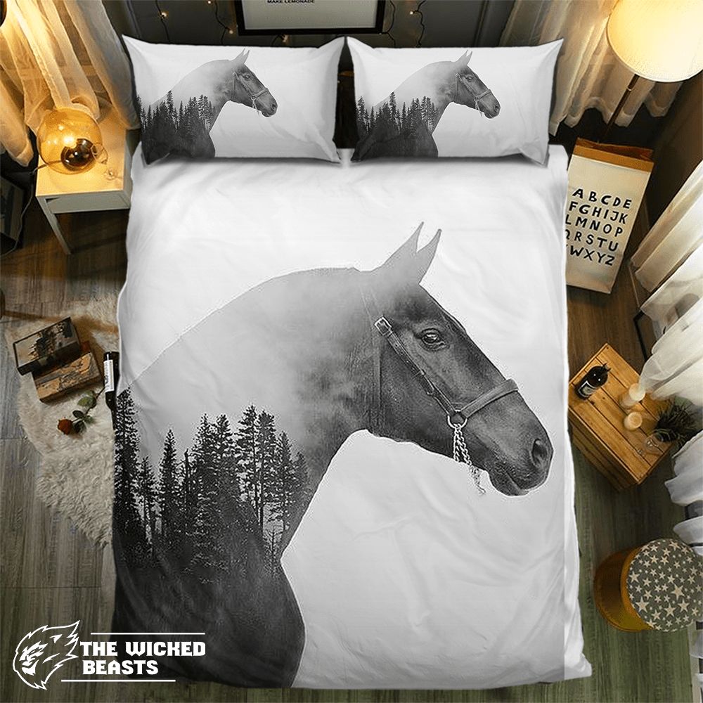 Deep Forest Horse 3D Customized Duvet Cover Bedding Set