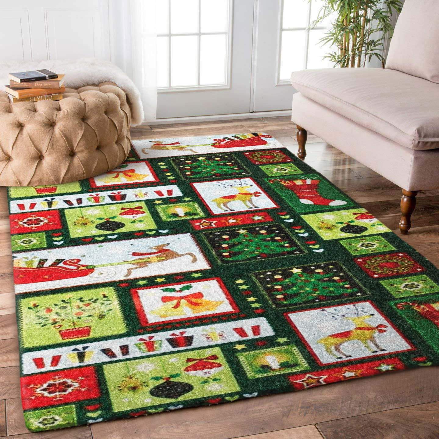 Deer Bell Christmas Limited Edition Rectangle Rug