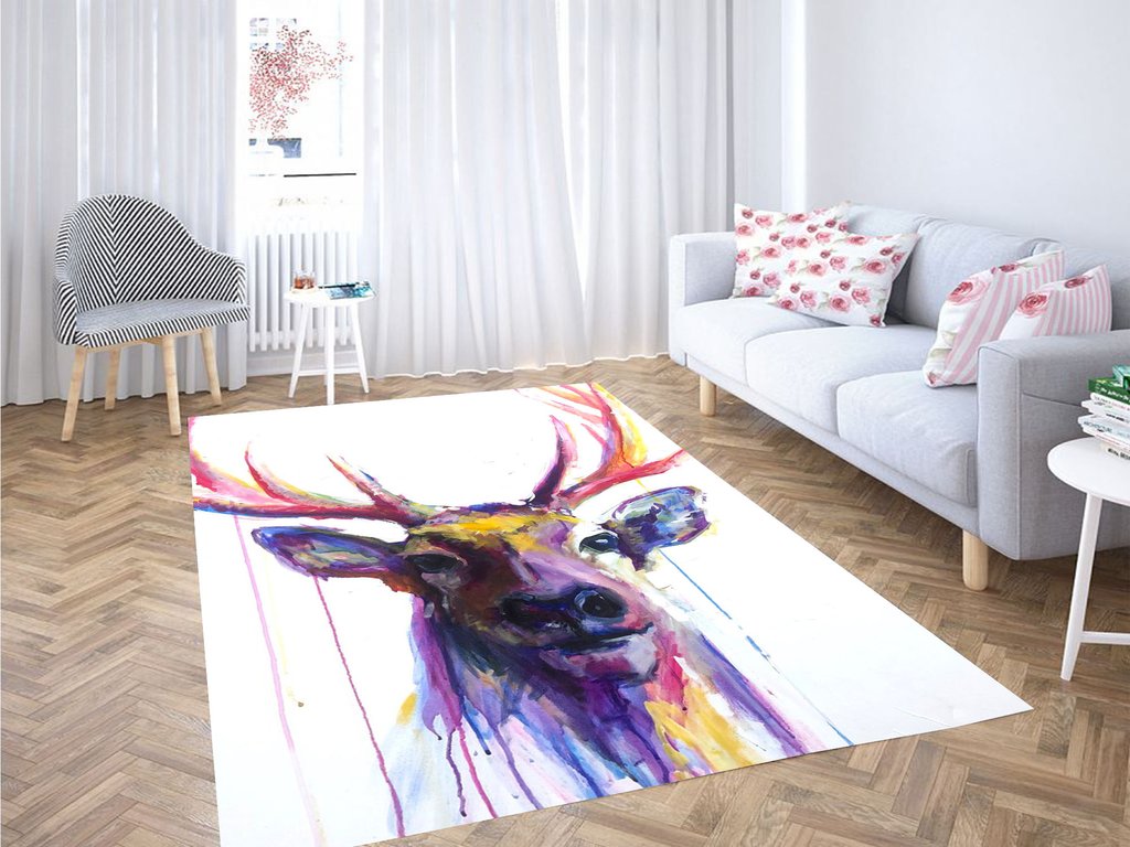 Deer Colorful Living Room Modern Carpet Rectangle Rug
