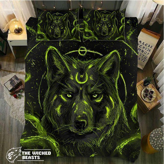 Default Center Of Galaxy Wolf 3D Customized Duvet Cover Bedding Set