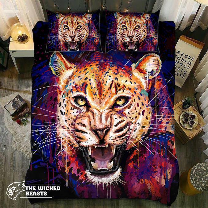 Default Colorful Watercolor Jaguar 3D Customized Duvet Cover Bedding Set
