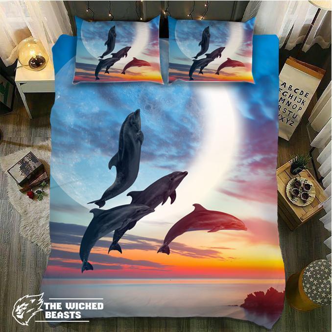Default Dolphins Jumpingun 3D Customized Duvet Cover Bedding Set